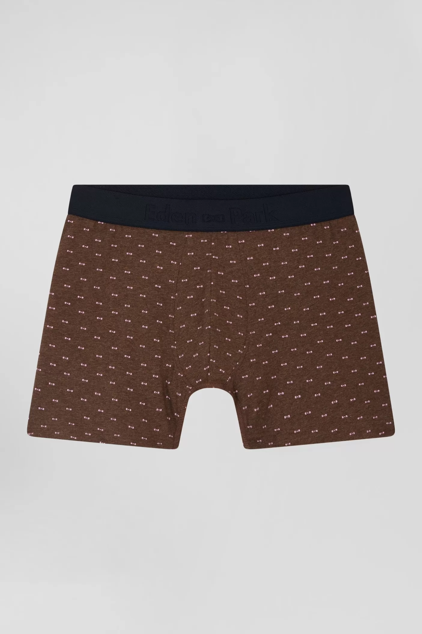 Cheap Boxer à Micro Motifs Nœud Papillon Marron Et Rose En Coton Stretch Homme Sous-Vêtements