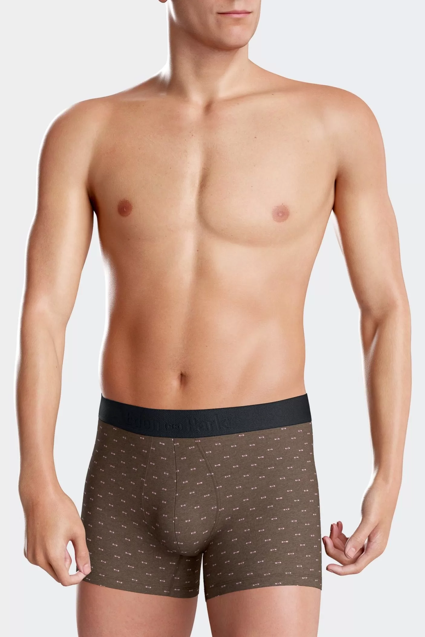 Cheap Boxer à Micro Motifs Nœud Papillon Marron Et Rose En Coton Stretch Homme Sous-Vêtements