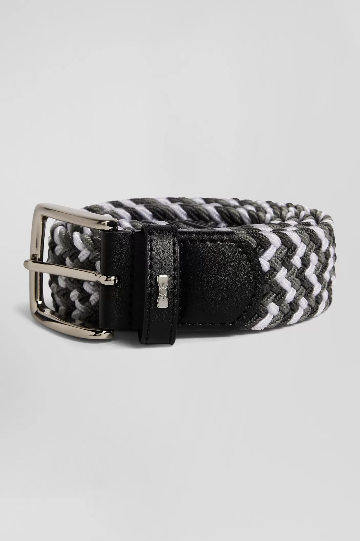New Ceinture Tressée Grise En Caoutchouc Stretch à Boucle En Métal Argenté Homme Ceintures