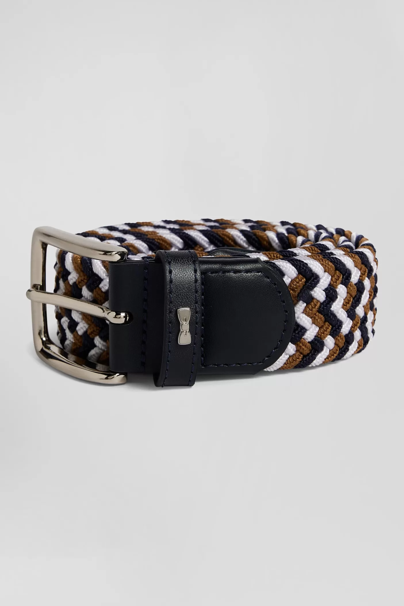 Fashion Ceinture Tressée Marron En Caoutchouc Stretch à Boucle En Métal Argenté Homme Ceintures