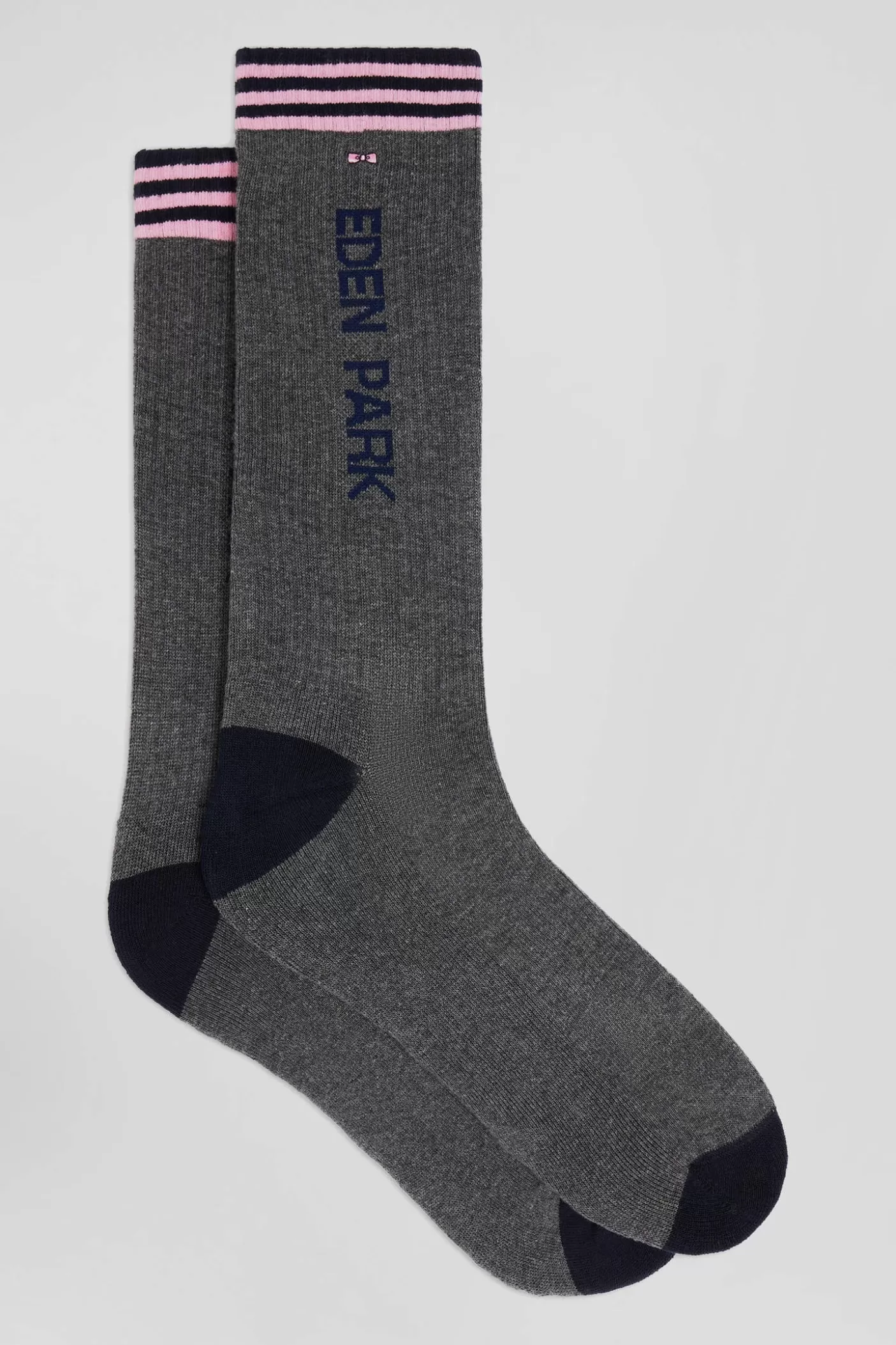 Clearance Chaussettes En Coton Stretch Grises à Bords Cerclés Homme Chaussettes