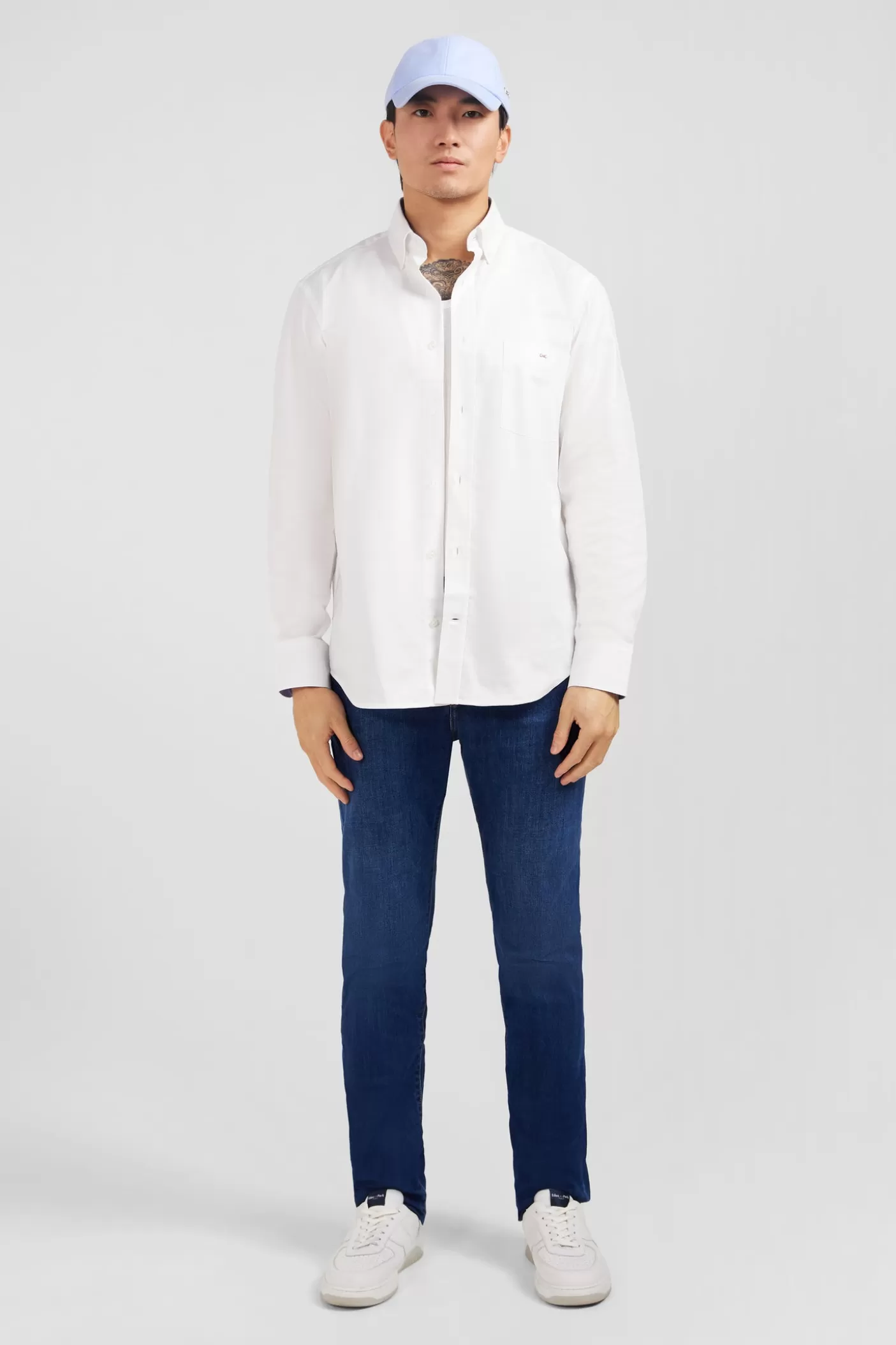 Online Chemise Blanche Unie En Coton Homme Chemises