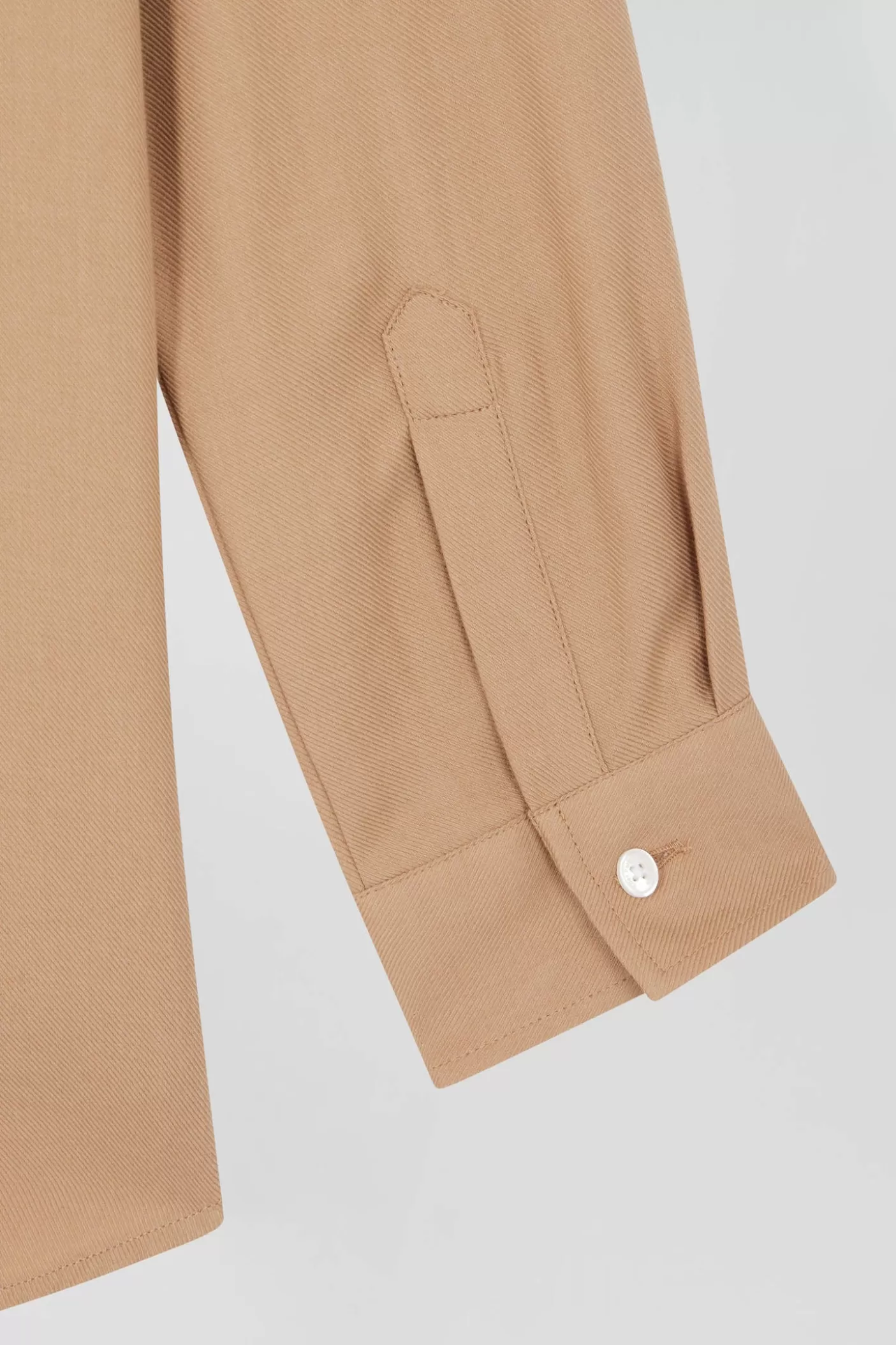 New Chemise En Coton Et Cachemire Camel Coupe Oversized Femme Chemises