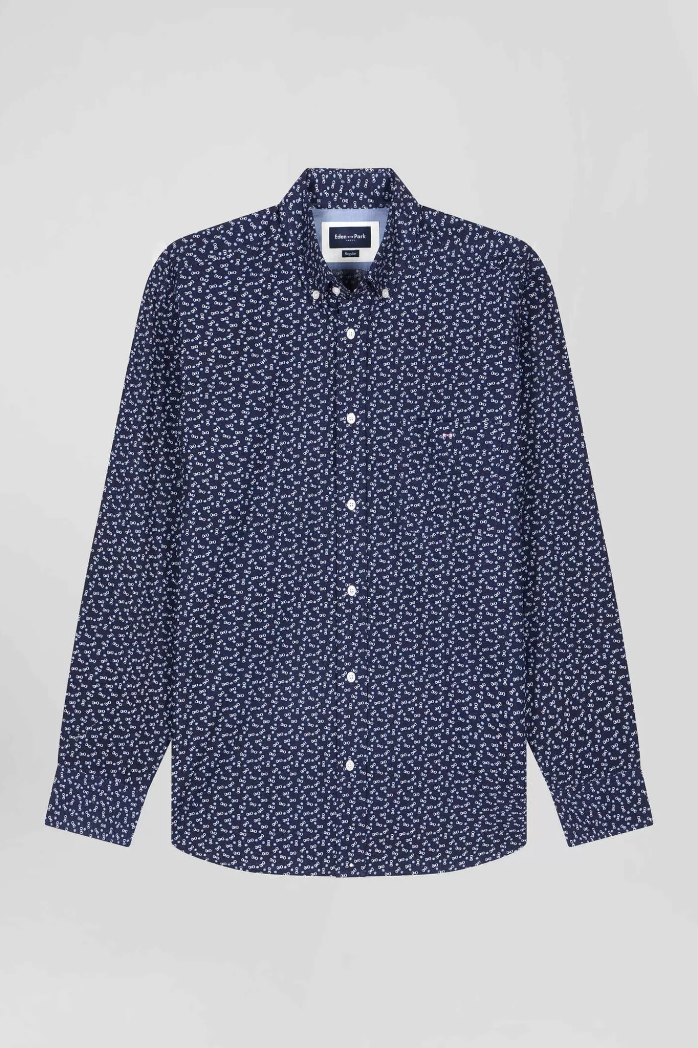 Best Sale Chemise En Popeline De Coton Bleu Marine Microimprimé Nœud Papillon Coupe Regular Homme Chemises