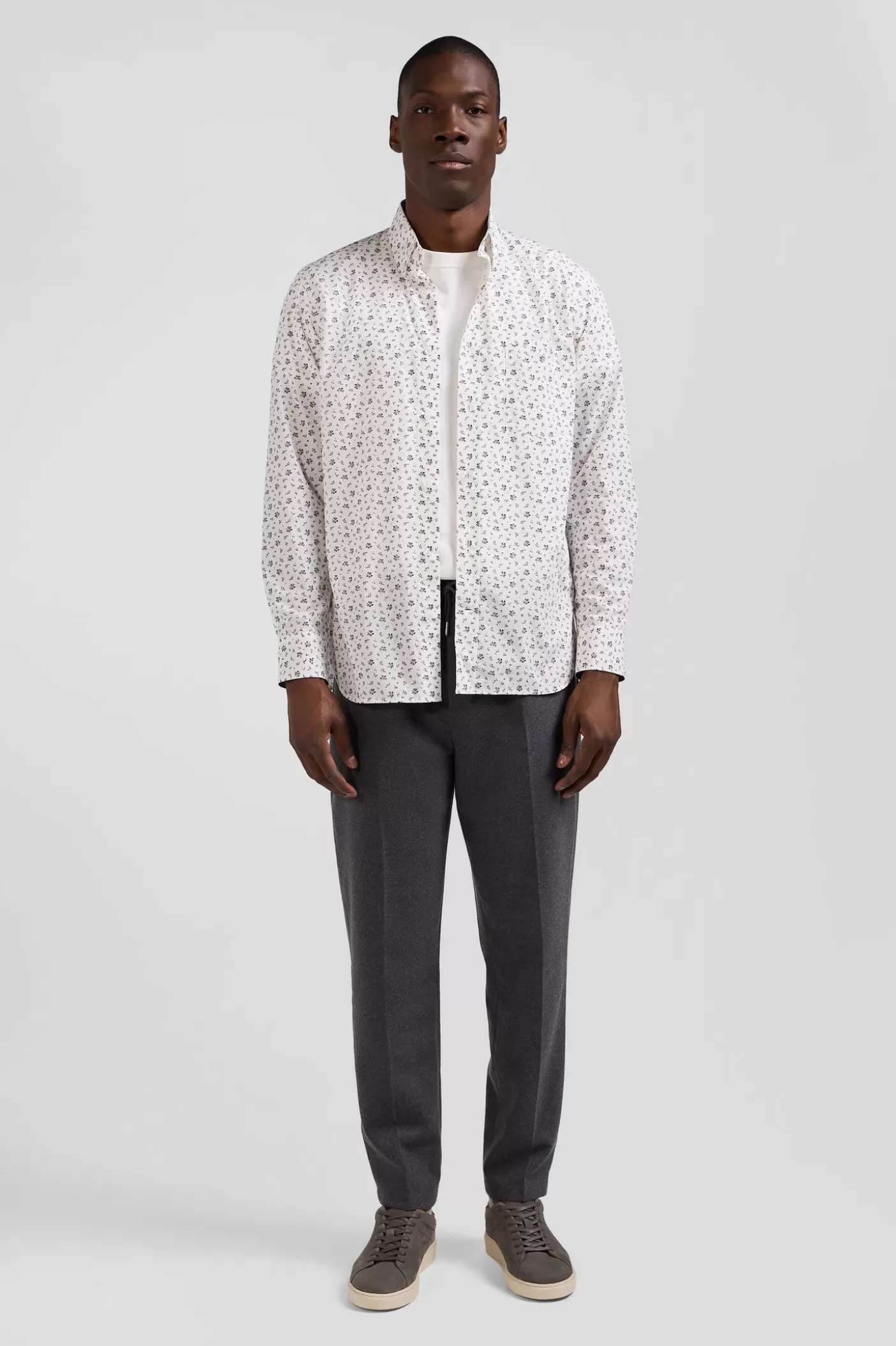Cheap Chemise En Popeline De Coton écrue à Microimprimé Fleurs Coupe Regular Homme Chemises