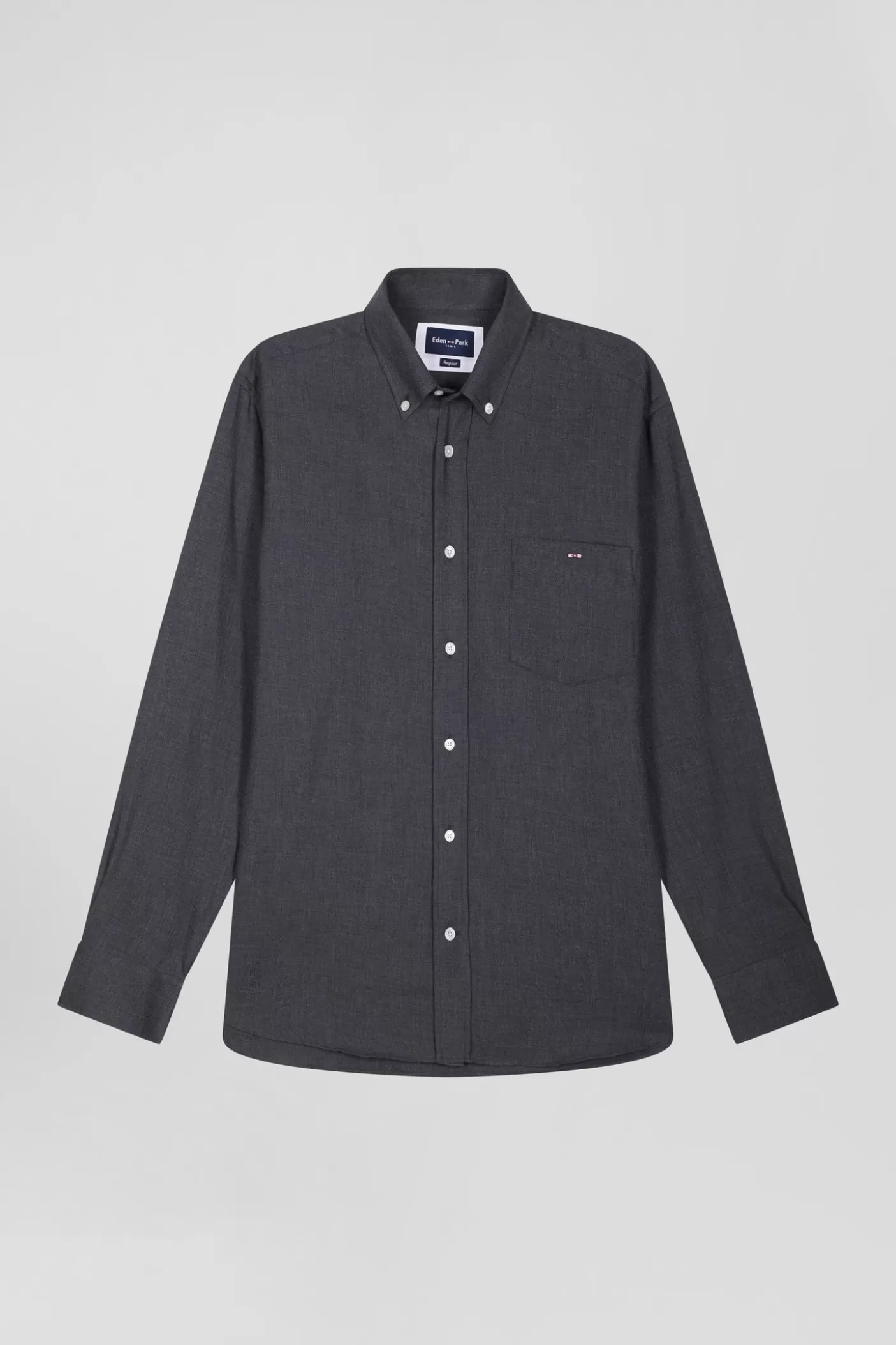 Best Chemise En Twill De Coton Et Cachemire Gris Anthracite Coupe Regular Homme Chemises