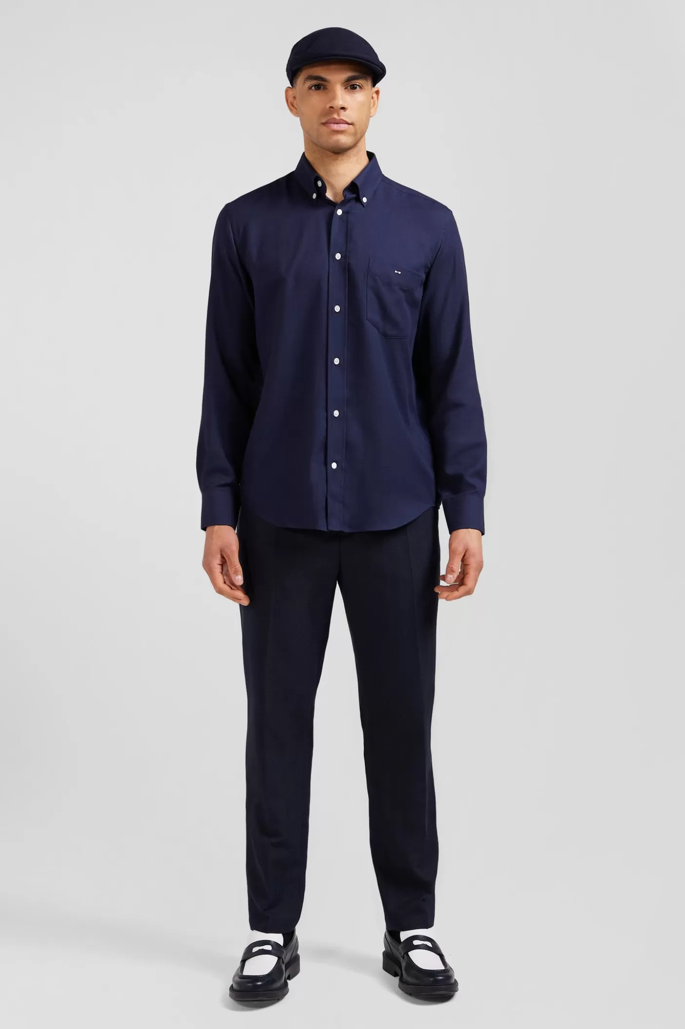 Best Chemise En Twill De Coton Et Cachemire Indigo Coupe Regular Homme Chemises