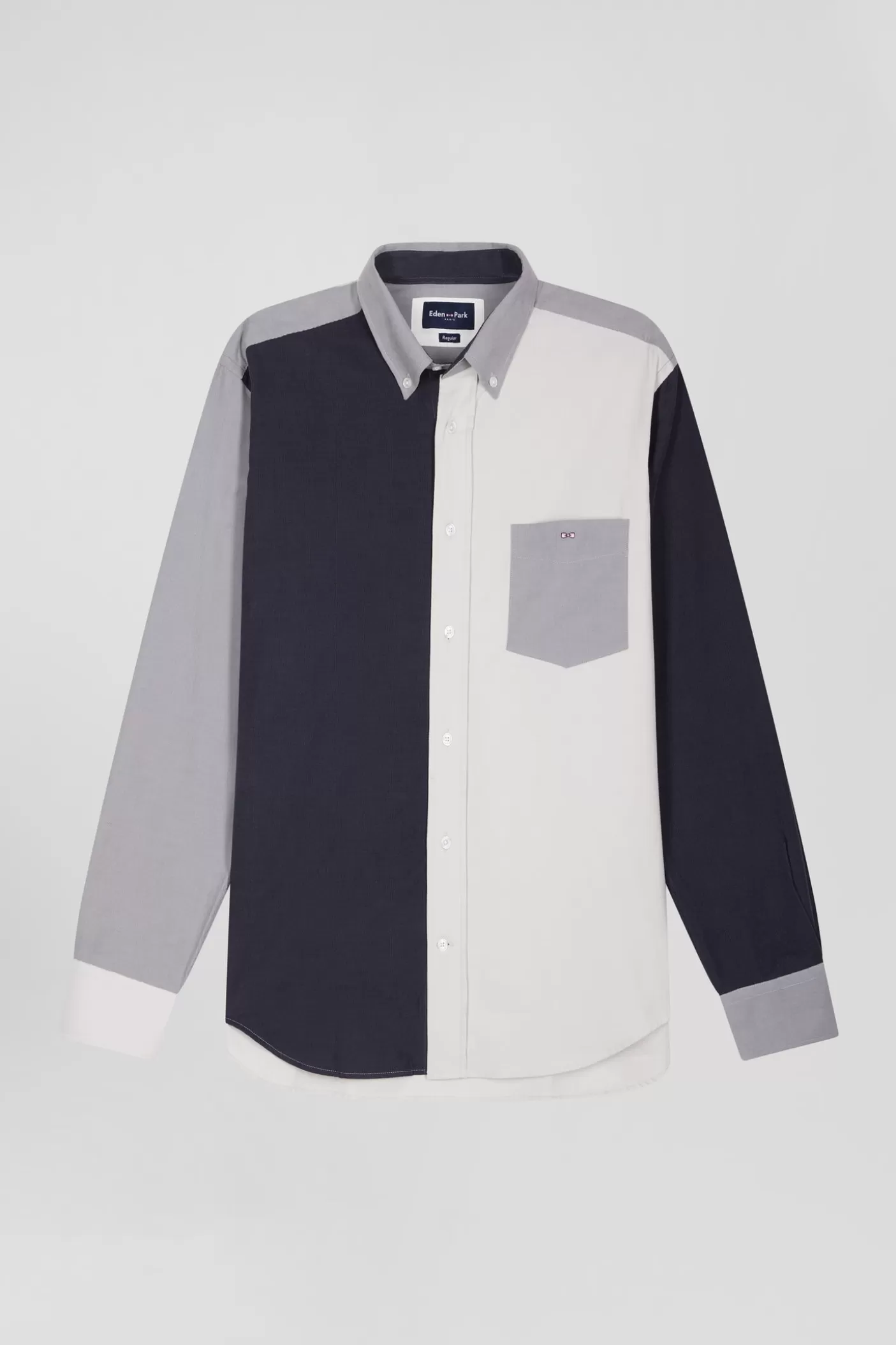 Cheap Chemise Tricolore En Coton Gris Coupe Regular Homme Chemises