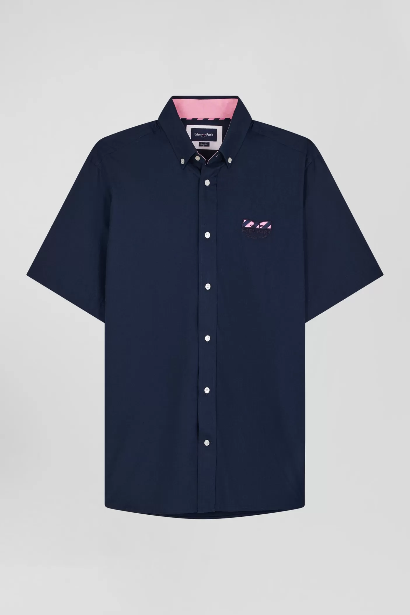 Flash Sale Chemisette En Popeline De Coton Microimprimé Bleu Marine Coupe Regular Homme Chemisettes