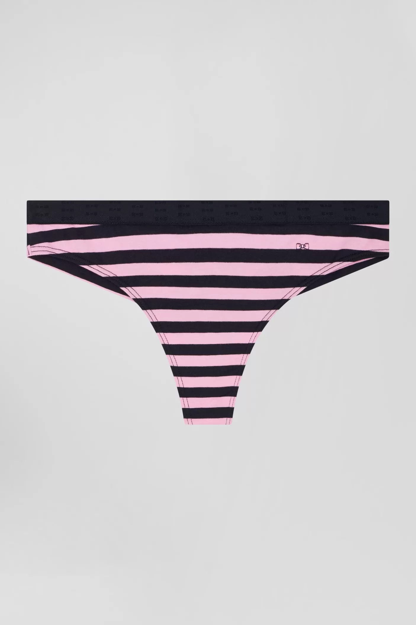 Flash Sale Culotte Tanga En Jersey Coton Stretch Cerclé Bleu Marine Et Rose Femme Sous-Vêtements