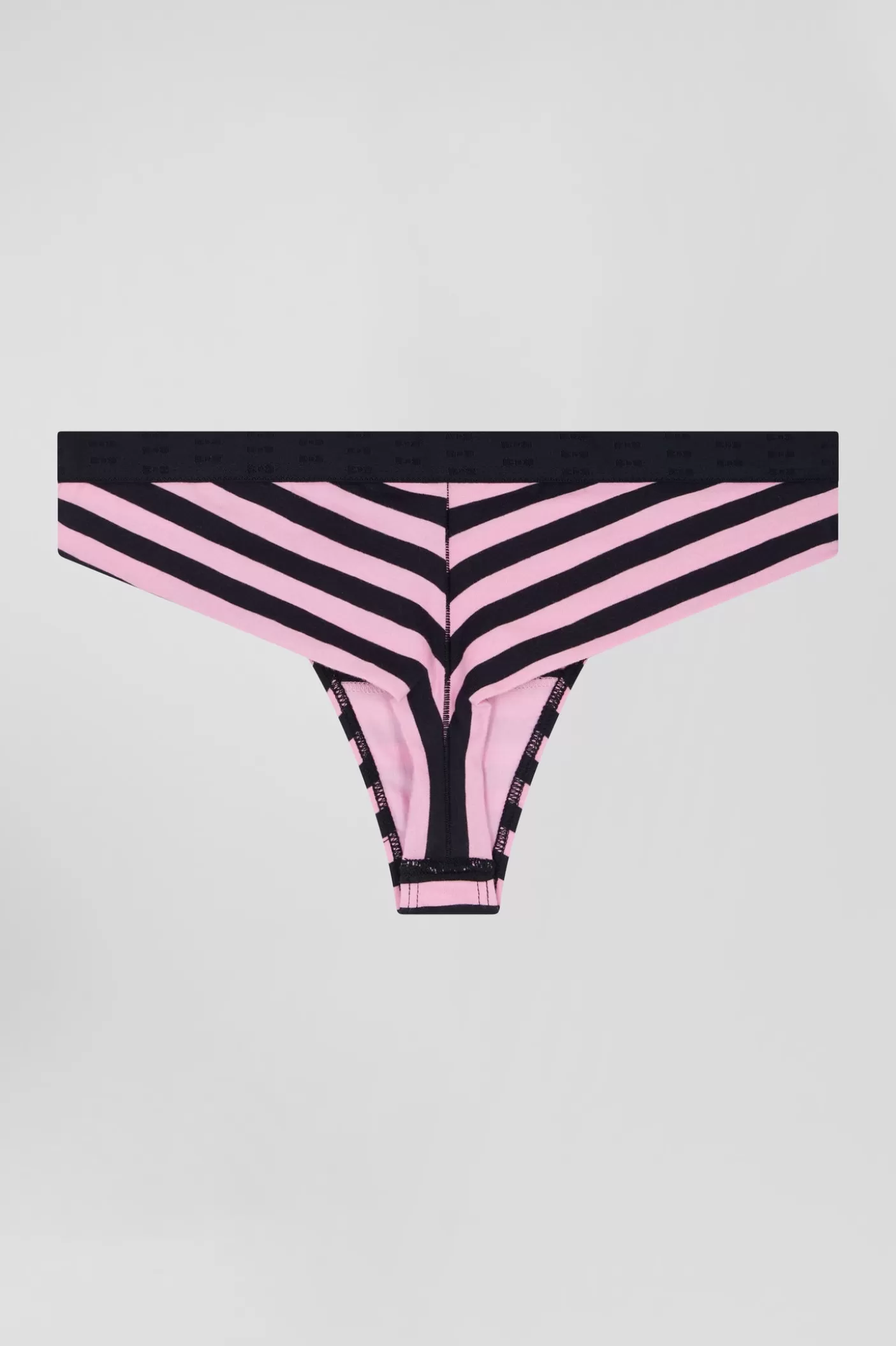 Flash Sale Culotte Tanga En Jersey Coton Stretch Cerclé Bleu Marine Et Rose Femme Sous-Vêtements