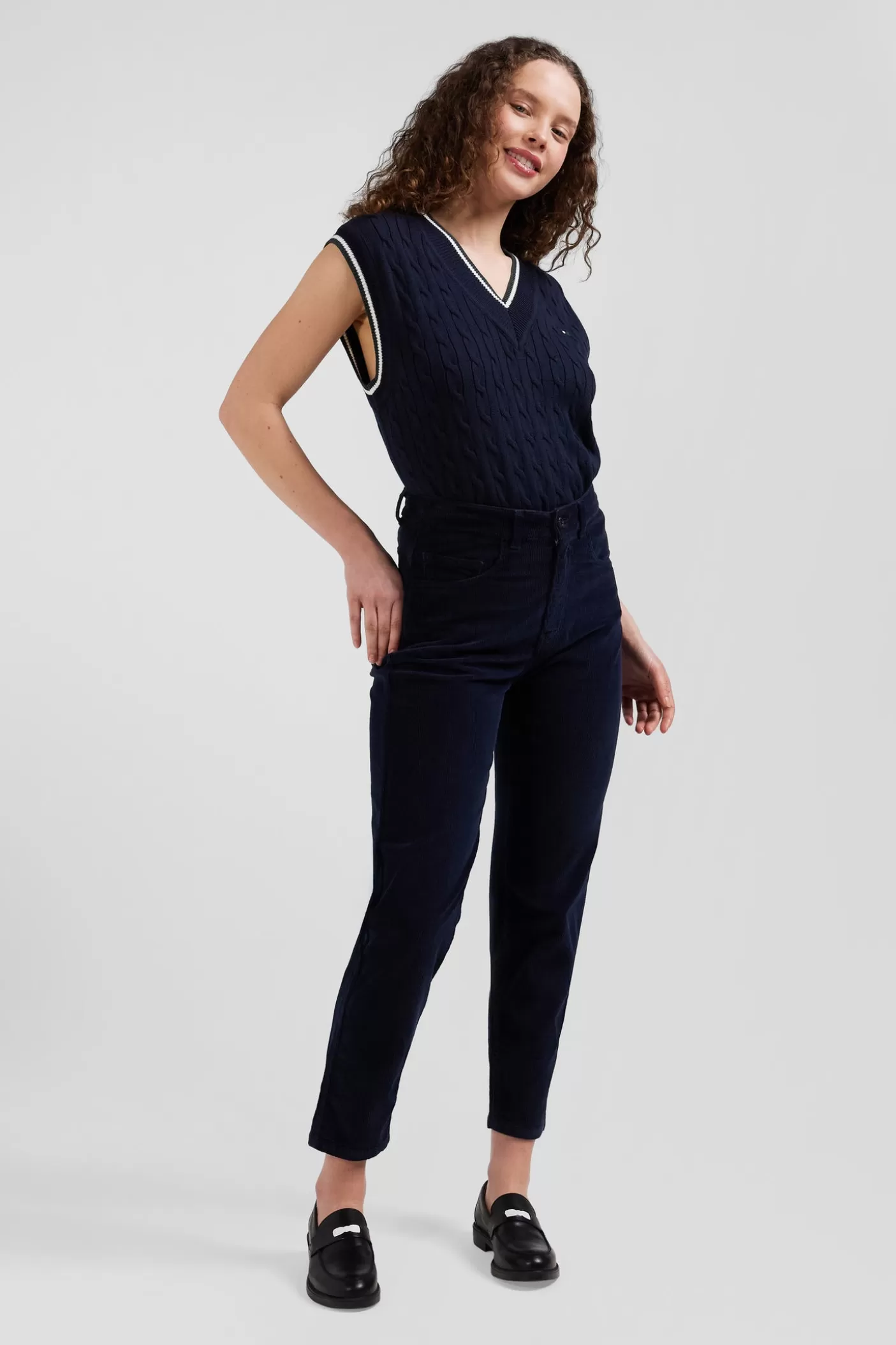 Best Sale Jean 5 Poches En Coton Stretch Bleu Marine Coupe Comfort Femme Pantalons Et Shorts