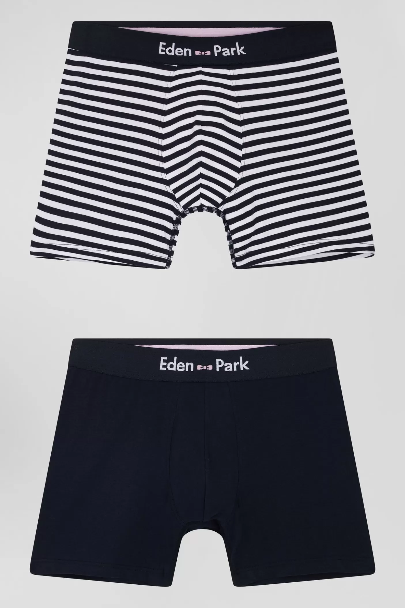 Best Sale Lot De 2 Boxers En Coton Stretch Blanc Et Rayé Homme Sous-Vêtements