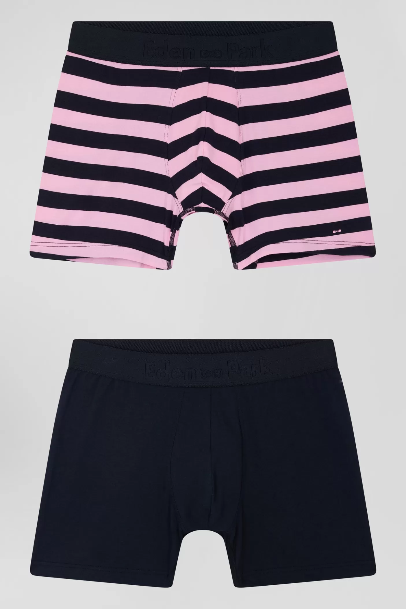 Best Sale Lot De 2 Boxers En Coton Stretch Uni Et Cerclé Rose Homme Sous-Vêtements
