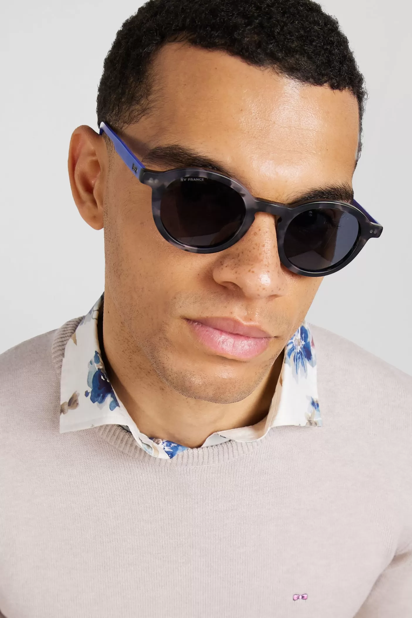 Cheap Lunette De Soleil Rondes En Acétate écaille Gris XV De France Homme Lunettes De Soleil