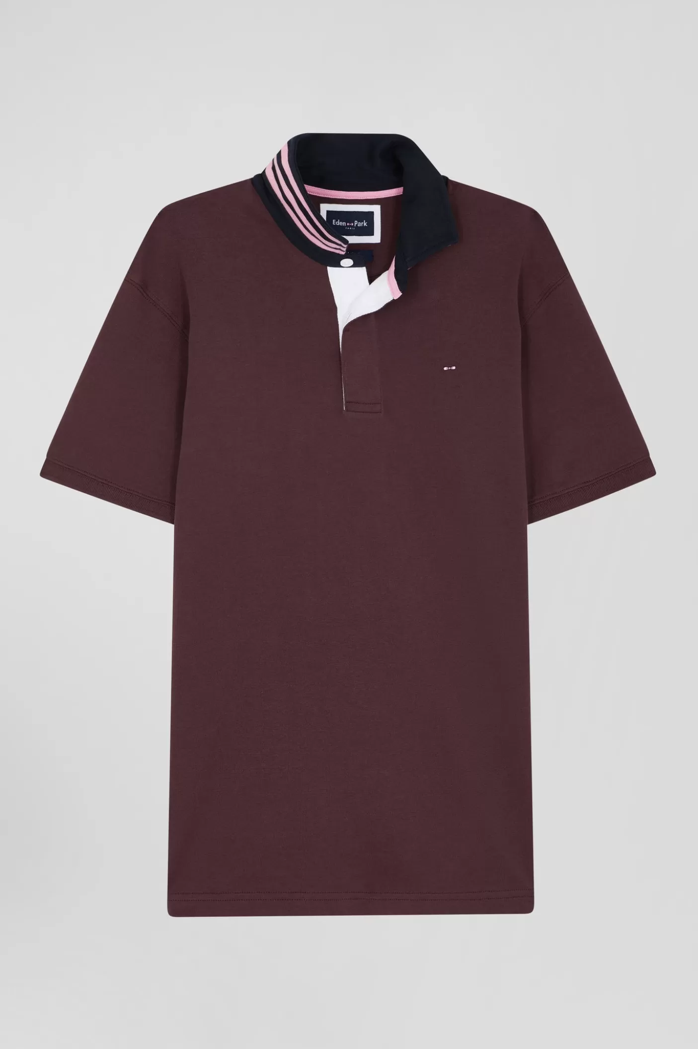 Best Sale Maillot En Coton Bordeaux Dessous De Col Cerclé Coupe Regular Homme Maillots De Rugby