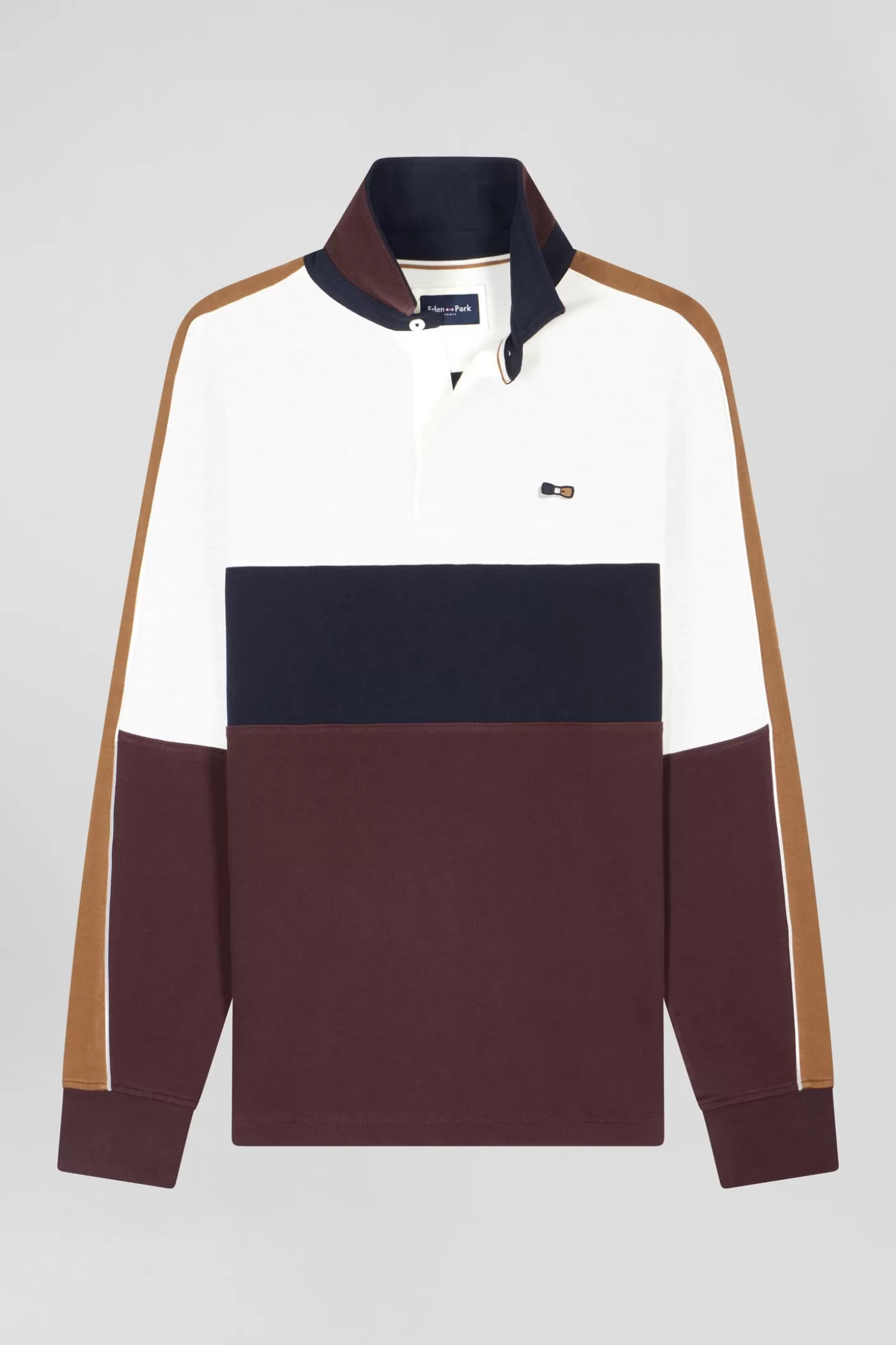Outlet Maillot Manches Longues En Coton Bordeaux Broderie Dos Et Passepoil Coupe Regular Homme Maillots De Rugby