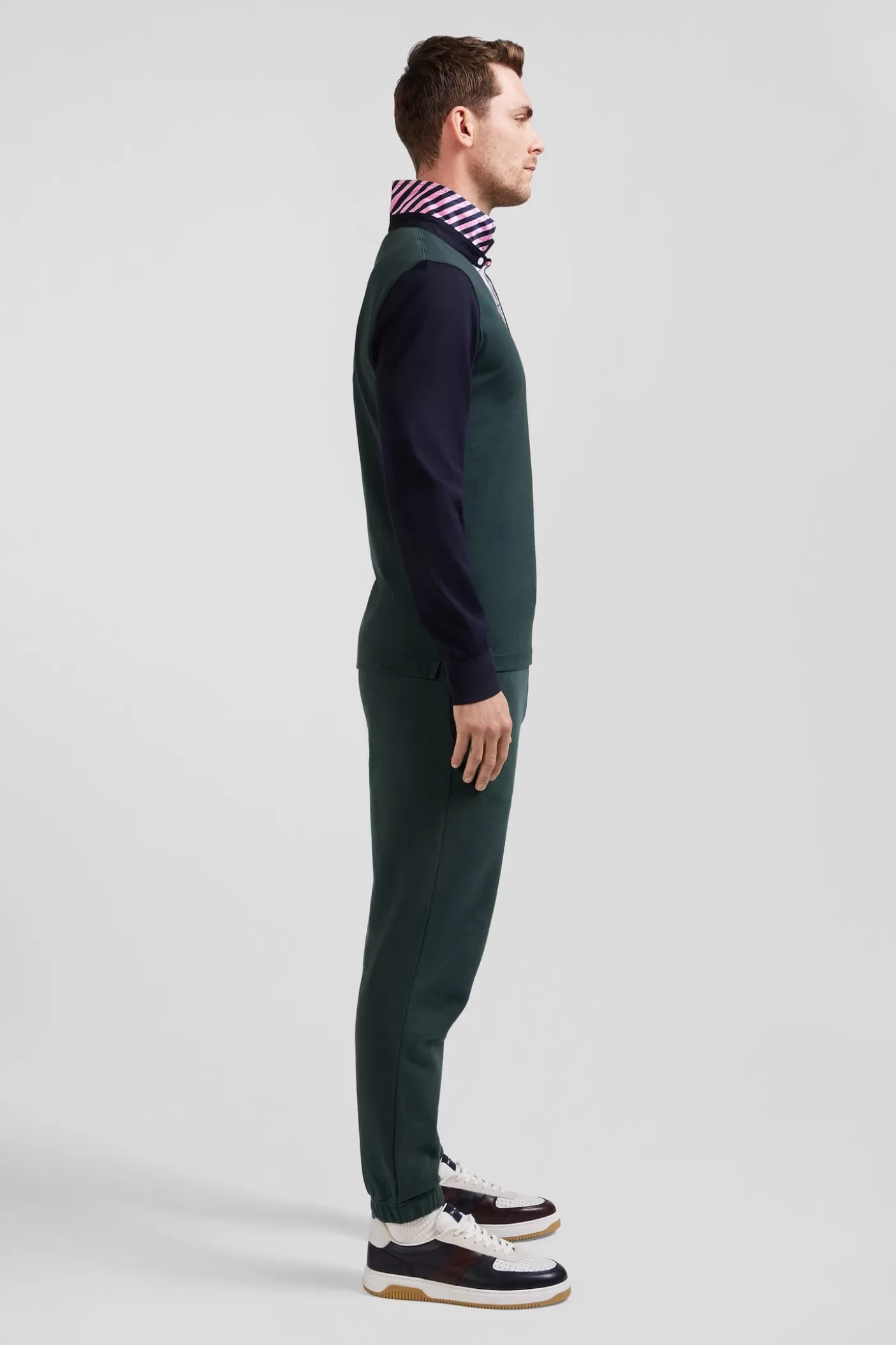 Best Maillot Manches Longues En Coton Vert Applications De Tissu Cravate Cerclé Coupe Regular Homme Maillots De Rugby