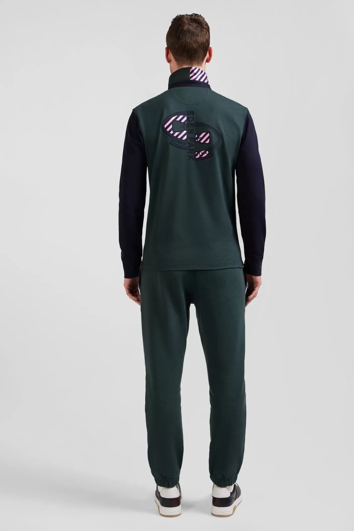 Best Maillot Manches Longues En Coton Vert Applications De Tissu Cravate Cerclé Coupe Regular Homme Maillots De Rugby