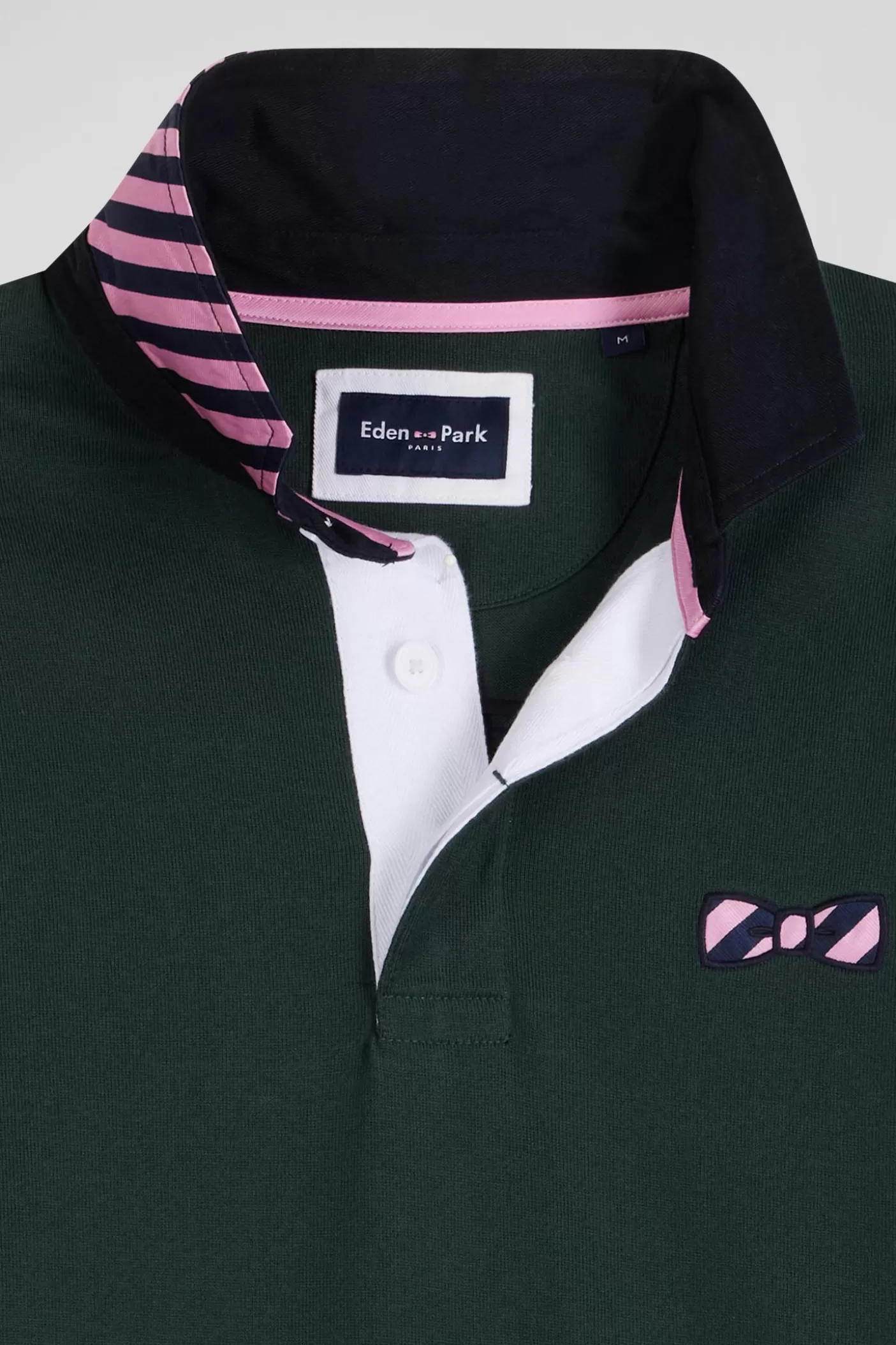 Best Maillot Manches Longues En Coton Vert Applications De Tissu Cravate Cerclé Coupe Regular Homme Maillots De Rugby