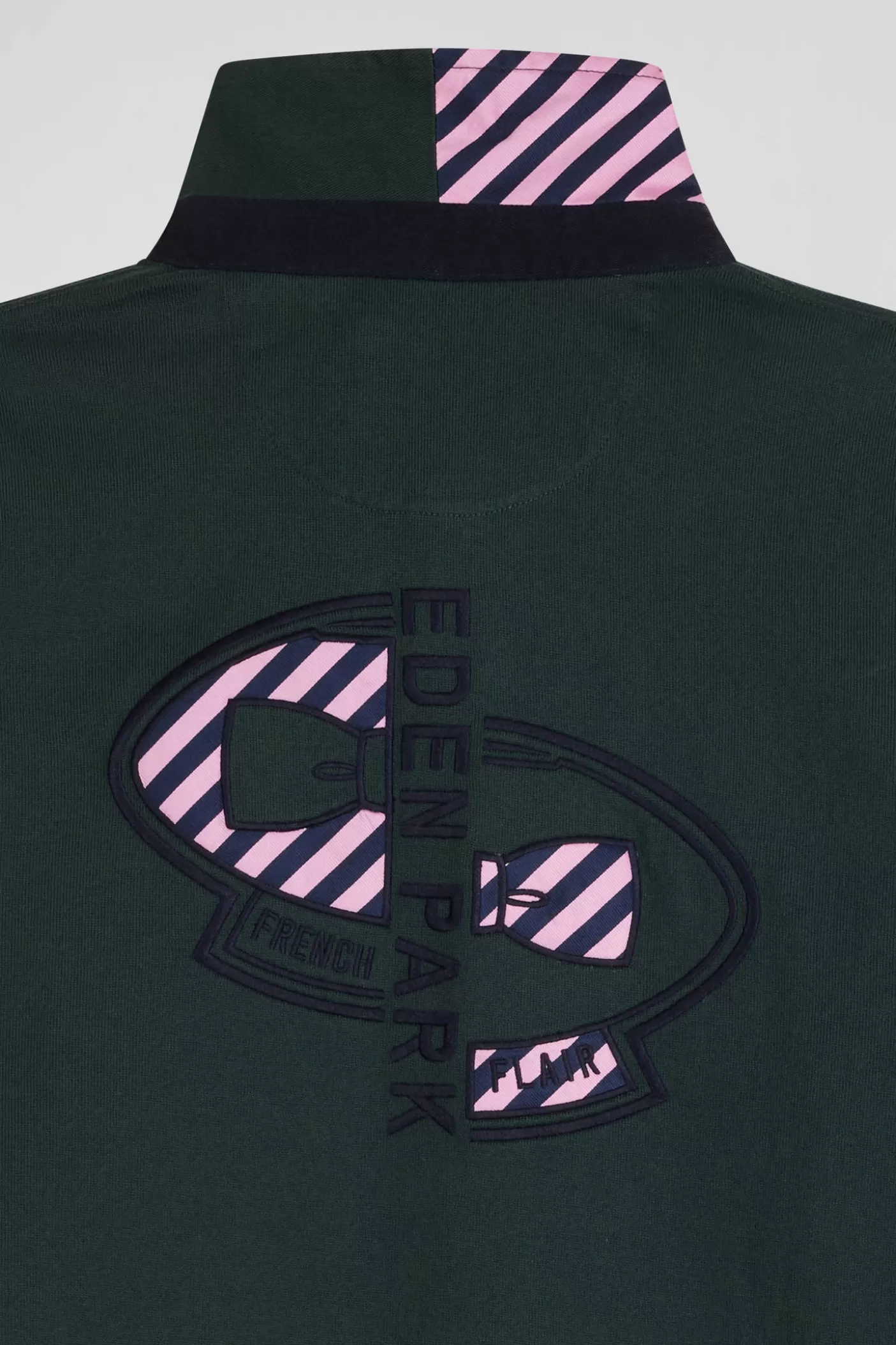 Best Maillot Manches Longues En Coton Vert Applications De Tissu Cravate Cerclé Coupe Regular Homme Maillots De Rugby