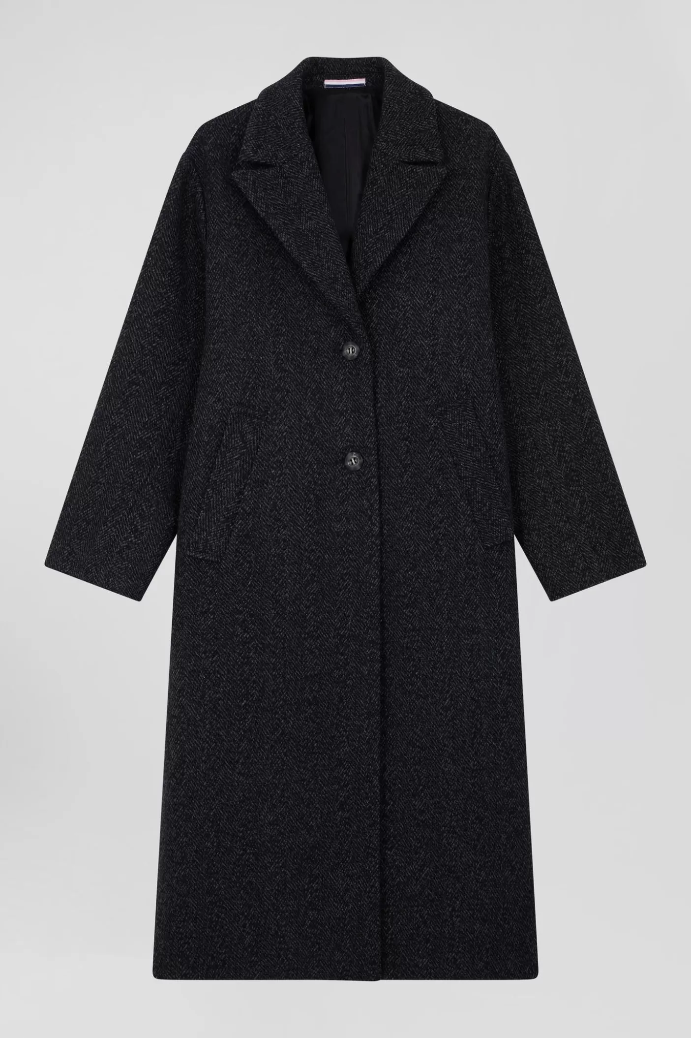 Fashion Manteau En Drap De Laine Mélangée Gris Anthracite Coupe Regular Femme Manteaux Et Vestes