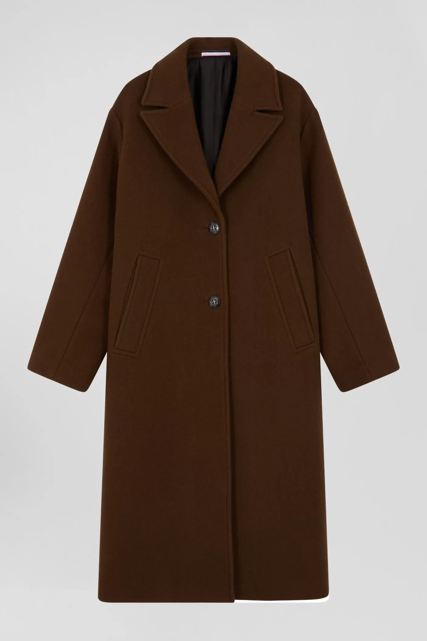 Fashion Manteau En Drap De Laine Mélangée Marron Coupe Oversized Femme Manteaux Et Vestes