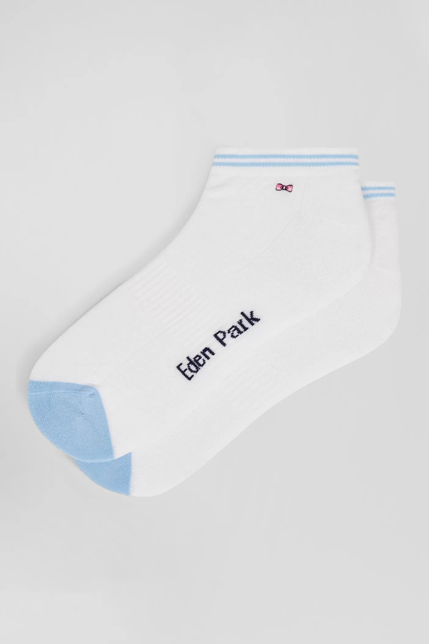 Discount Paire De Socquettes Bicolore En Coton Blanc Bords à Rayures Cerclées Homme Chaussettes