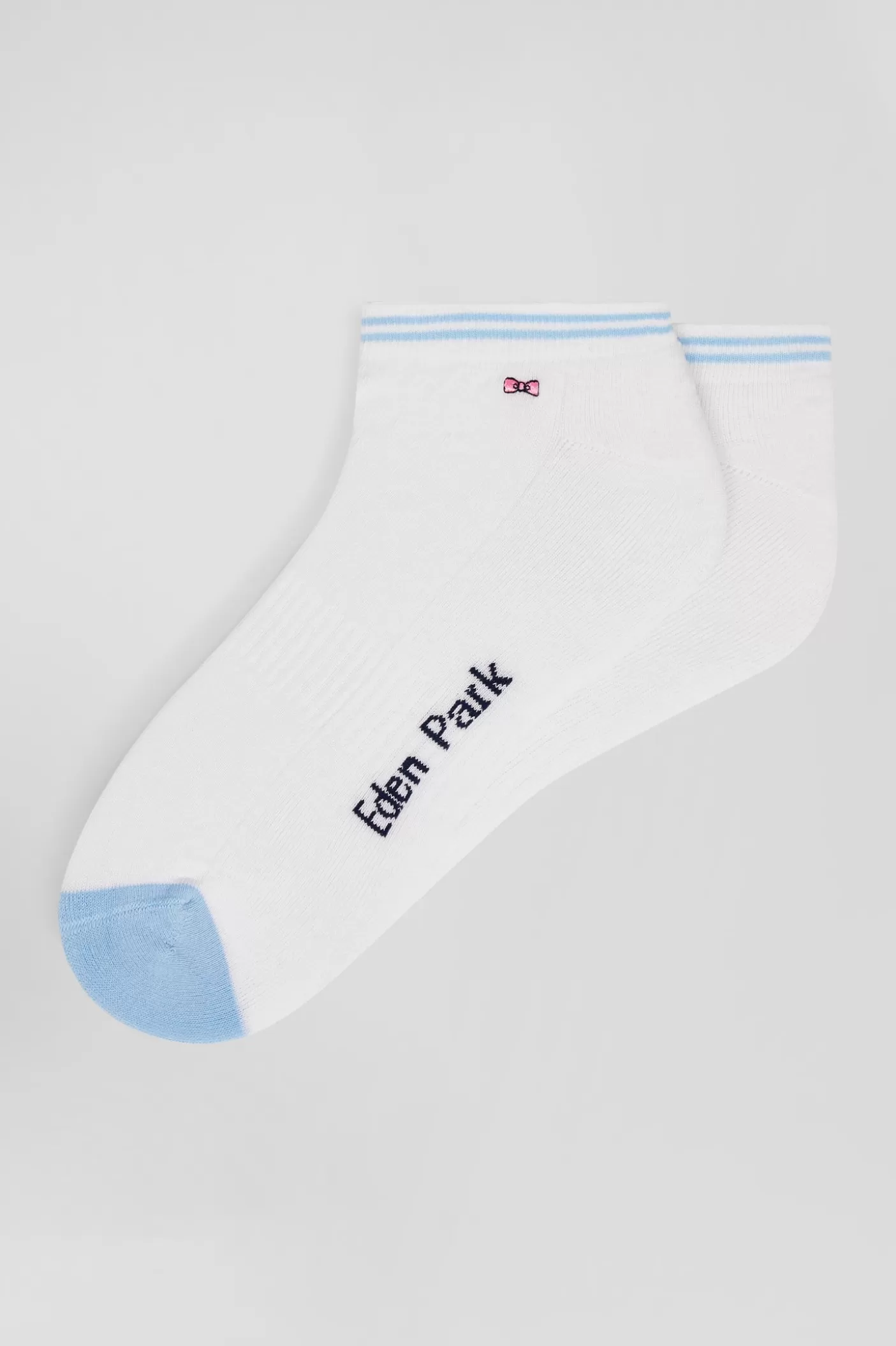 Discount Paire De Socquettes Bicolore En Coton Blanc Bords à Rayures Cerclées Homme Chaussettes