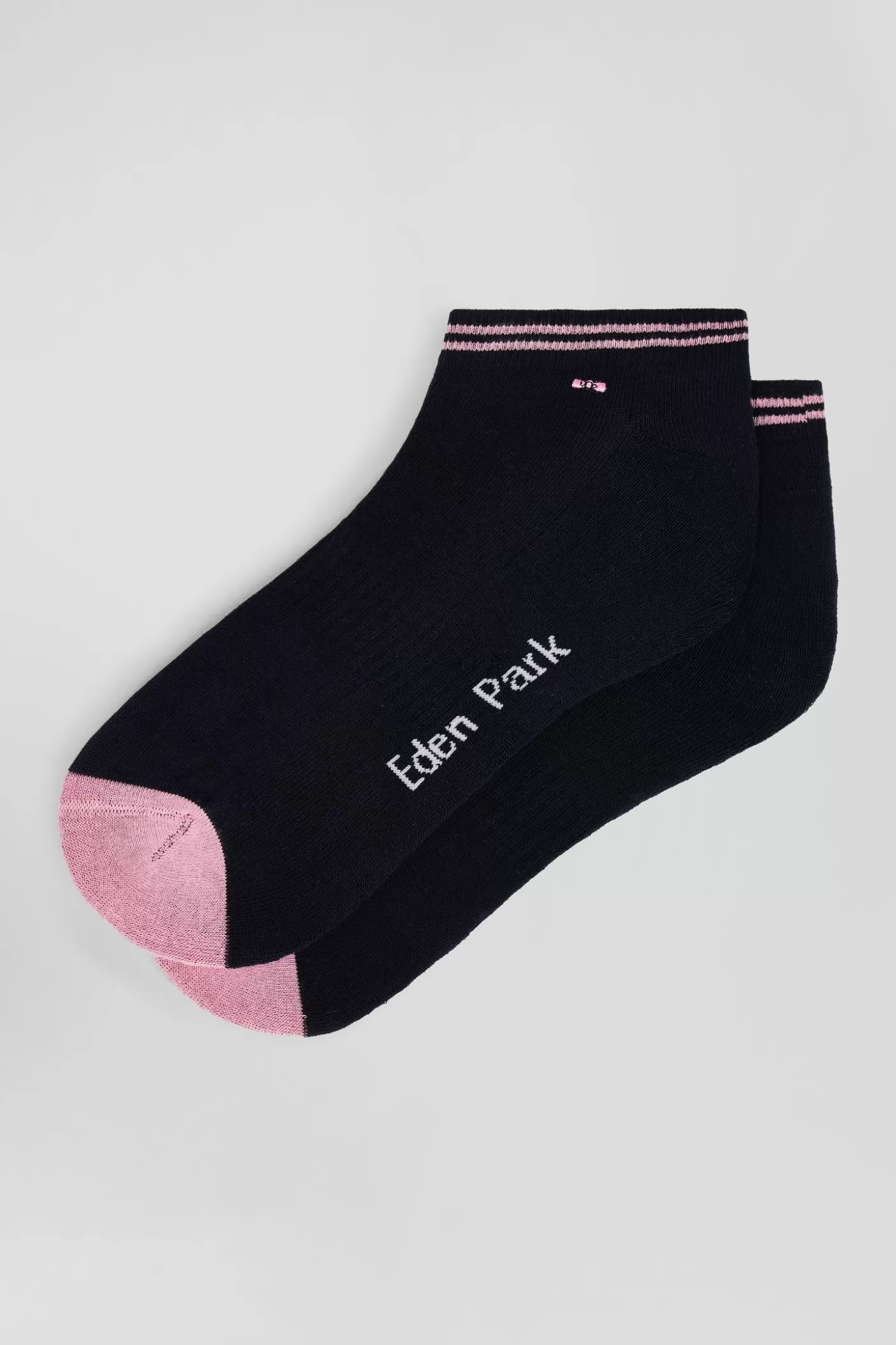 Cheap Paire De Socquettes Bicolores En Coton Bleu Marine Bords à Rayures Cerclées Homme Chaussettes