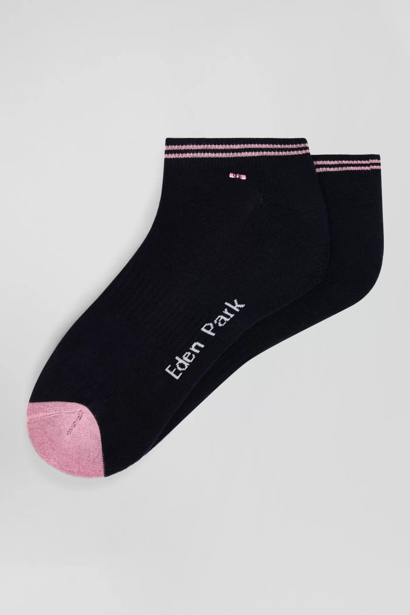 Cheap Paire De Socquettes Bicolores En Coton Bleu Marine Bords à Rayures Cerclées Homme Chaussettes
