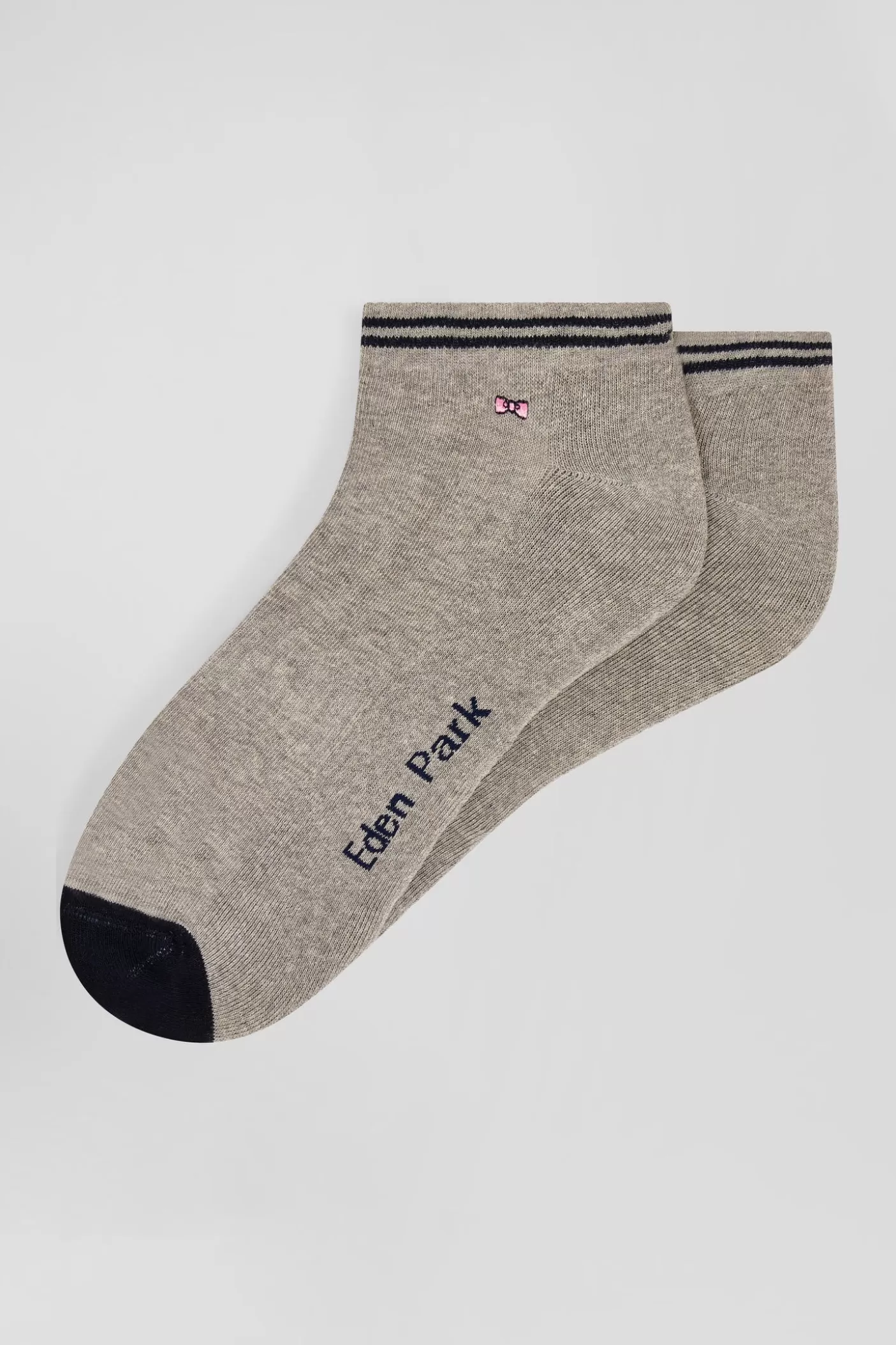Online Paire De Socquettes Bicolores En Coton Gris Bords à Rayures Cerclées Homme Chaussettes