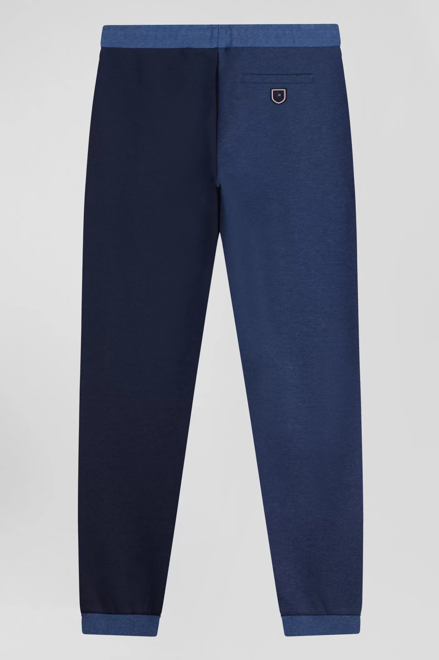Online Pantalon Jogging En Coton Mélangé Bicolore Bleu Marine Coupe Regular Homme Pantalons
