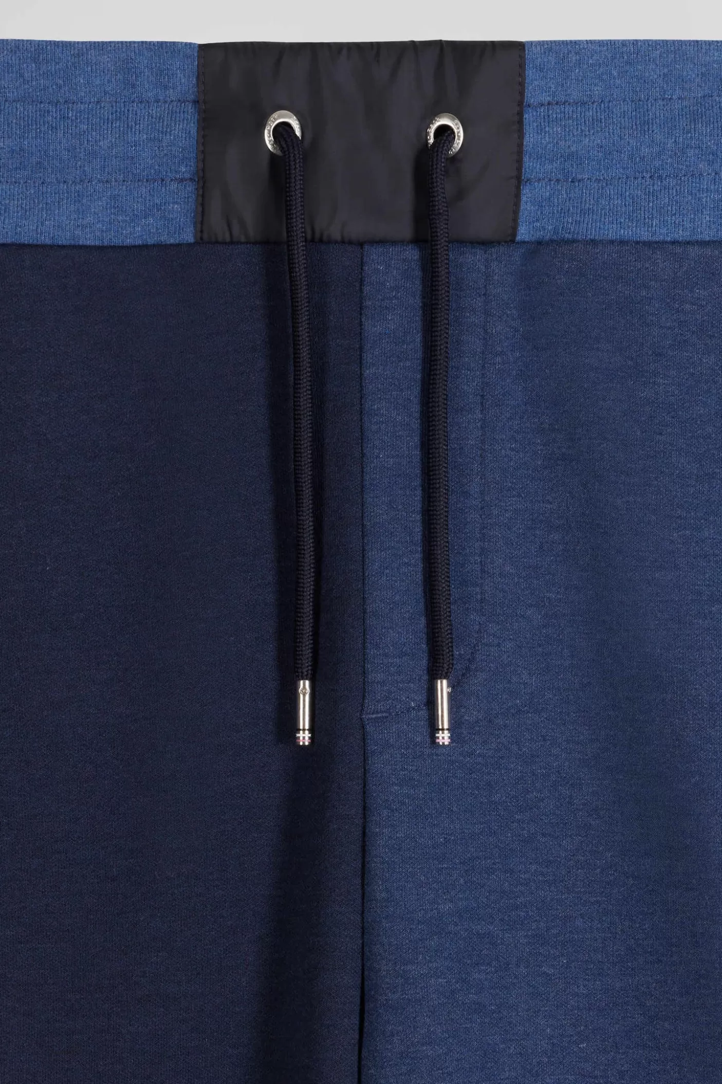 Online Pantalon Jogging En Coton Mélangé Bicolore Bleu Marine Coupe Regular Homme Pantalons