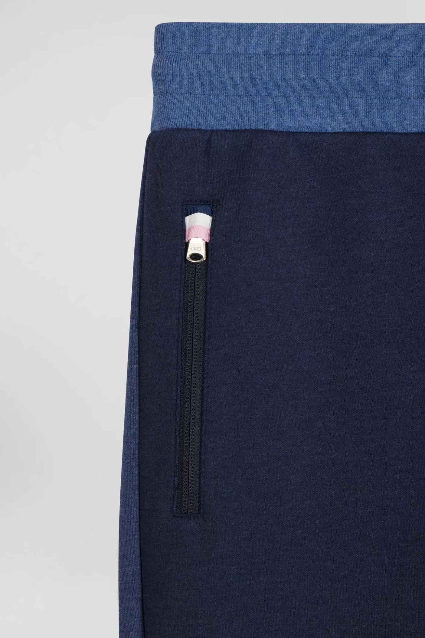 Online Pantalon Jogging En Coton Mélangé Bicolore Bleu Marine Coupe Regular Homme Pantalons