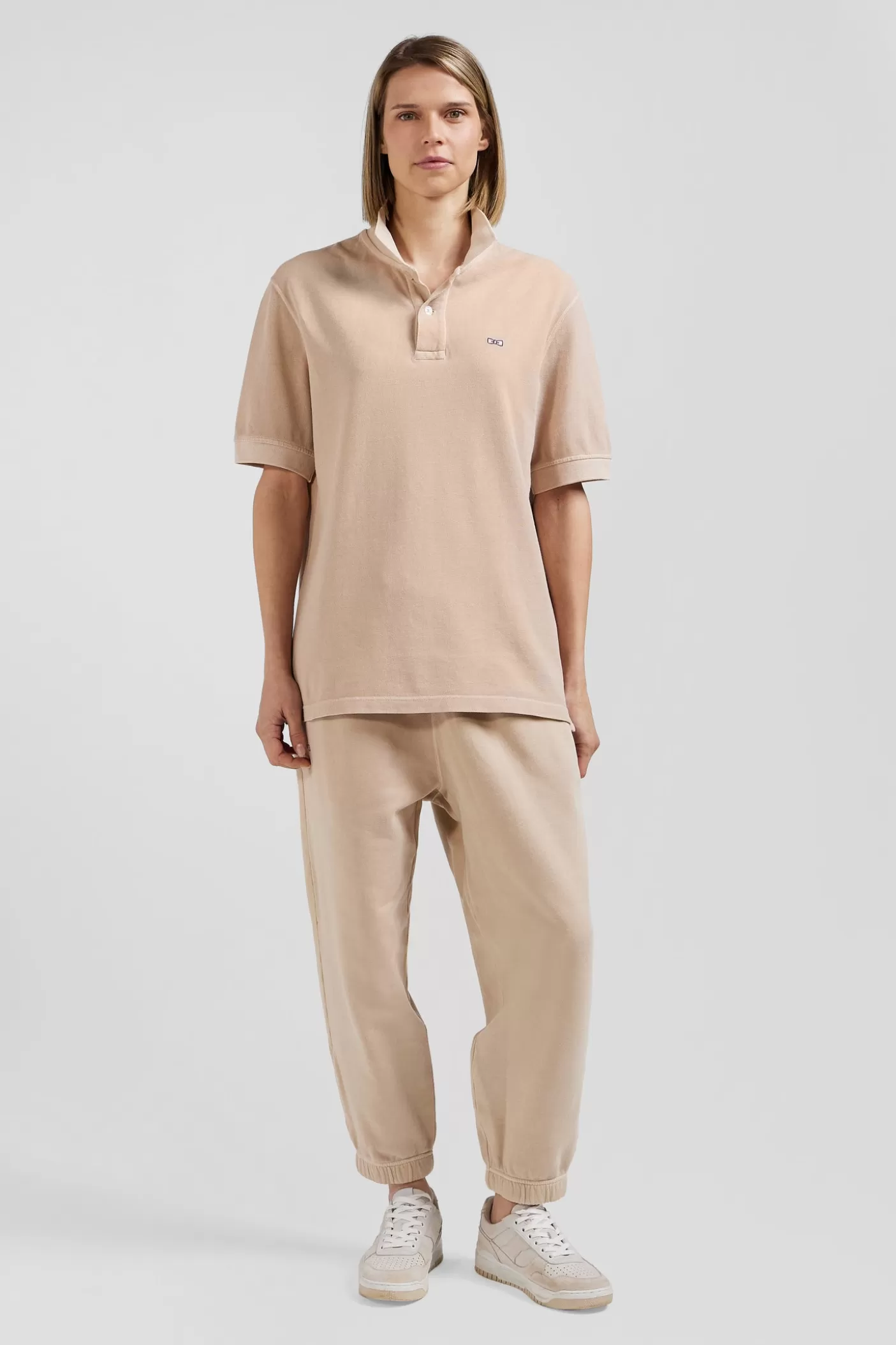 Online Polo Manches Courtes Unisexe En Piqué Coton Beige Surteint Coupe Oversized Femme/Homme Polos | Polos