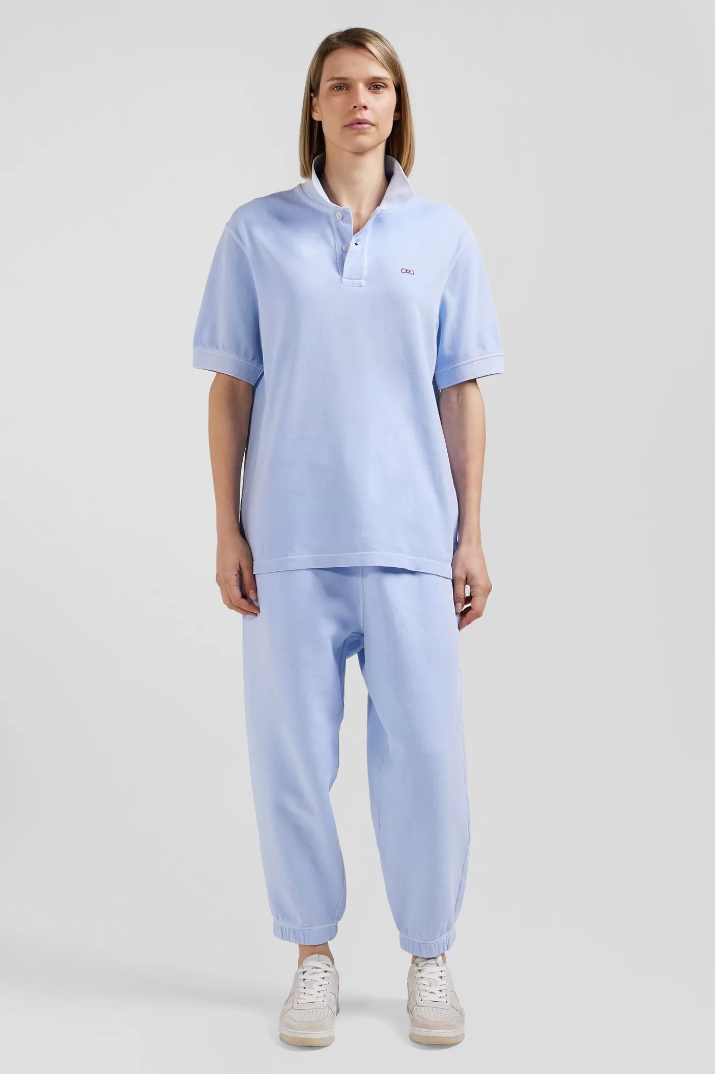 Cheap Polo Manches Courtes Unisexe En Piqué Coton Ciel Surteint Coupe Oversized Femme/Homme Polos | Polos