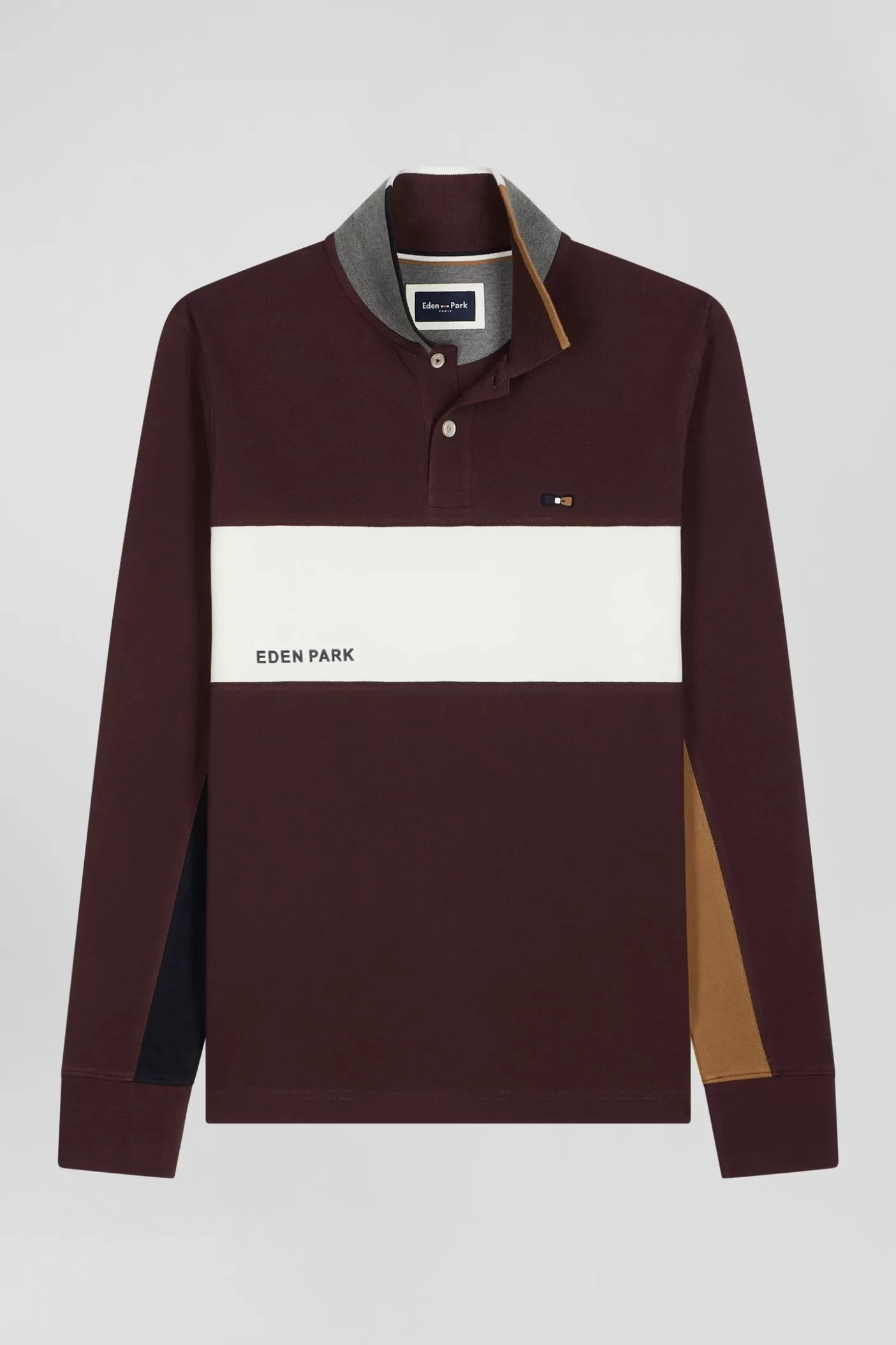 Best Polo Manches Longues Colorblock En Piqué Coton Bordeaux Coupe Regular Homme Polos