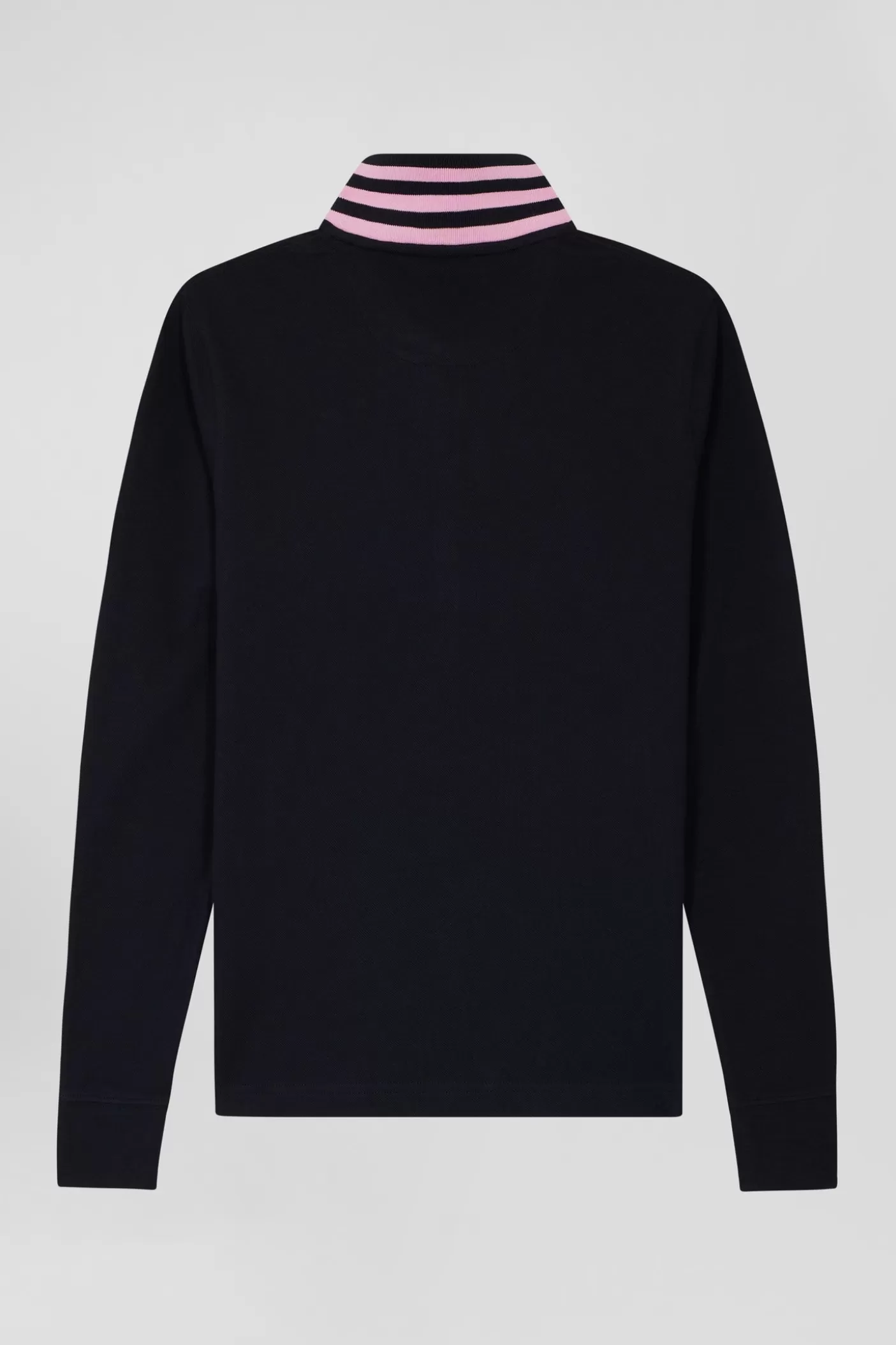 Flash Sale Polo Manches Longues En Coton Stretch Bleu Marine Col Cerclé Coupe Slim Femme Polos