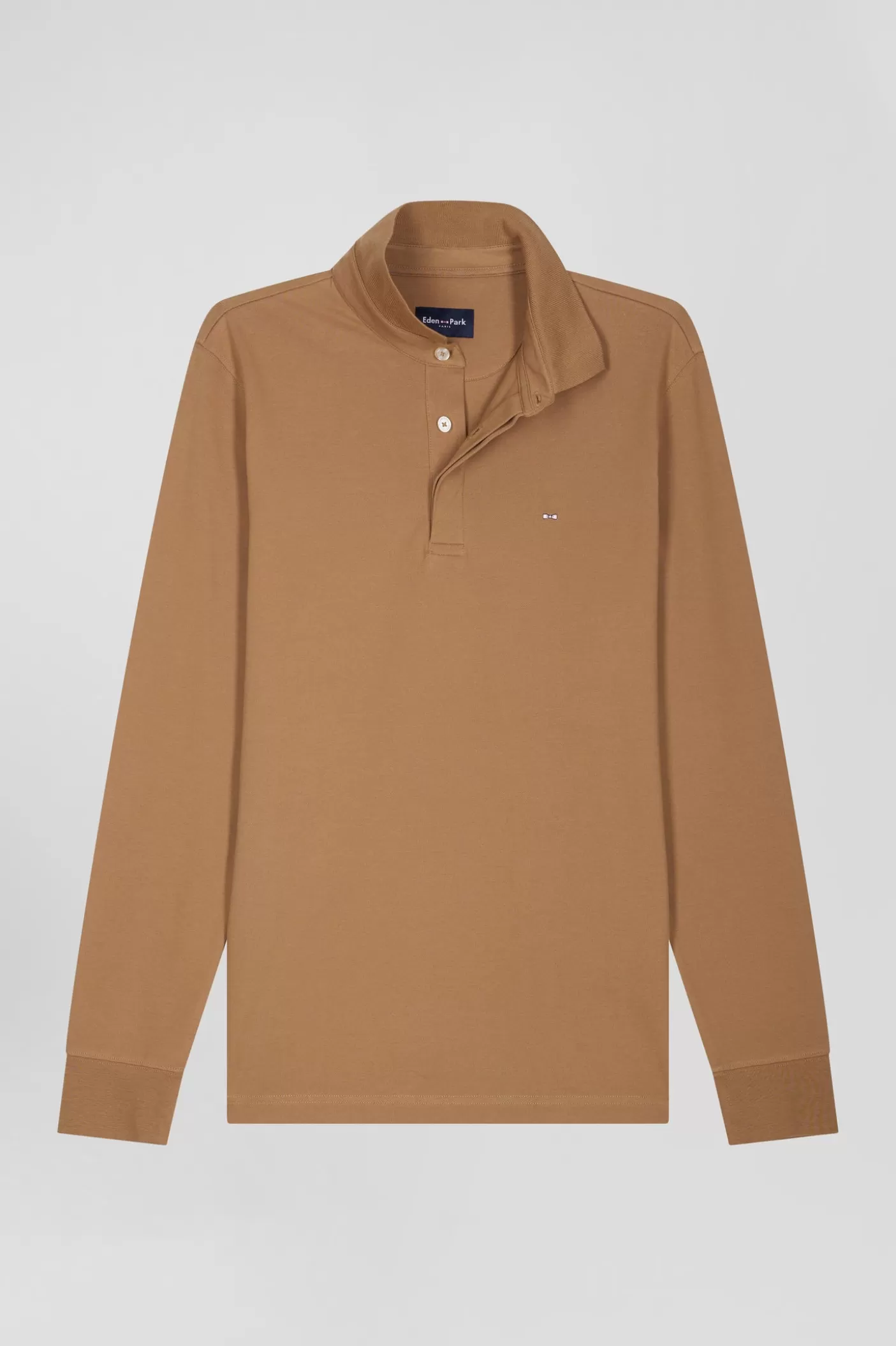 Online Polo Manches Longues En Piqué Coton Camel Coupe Slim Homme Polos