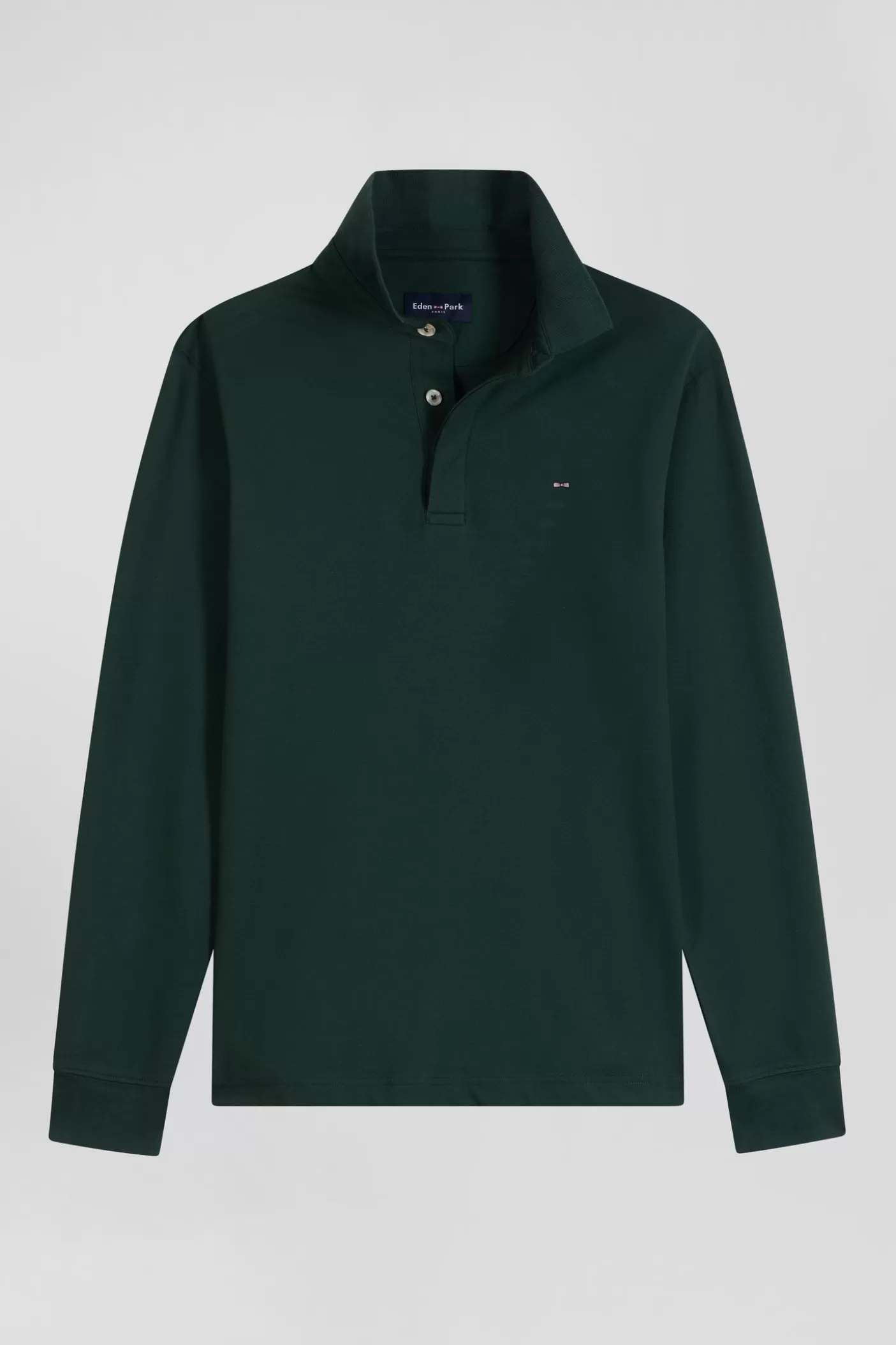 Discount Polo Manches Longues En Piqué Coton Vert Coupe Slim Homme Polos