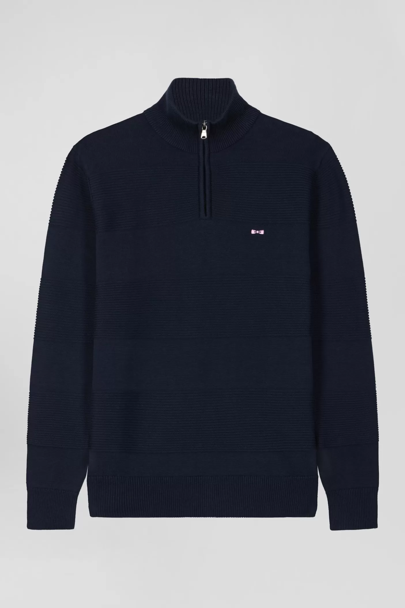 Discount Pull Col Camionneur En Coton Bleu Marine à Jeux De Maille Coupe Regular Homme Pulls