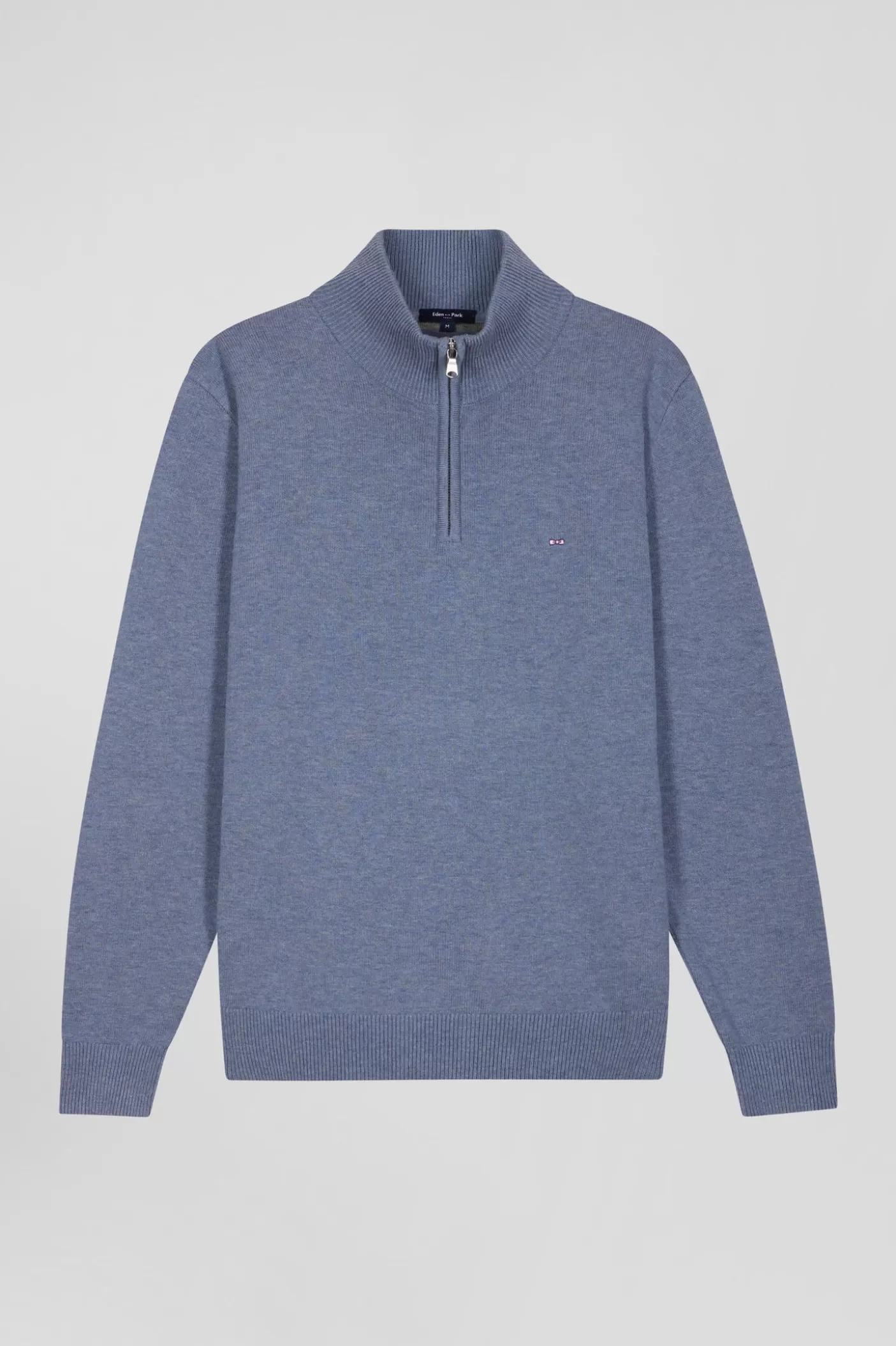 Best Pull Col Camionneur Zippé En Laine Et Coton Bleu Clair Coupe Regular Homme Pulls