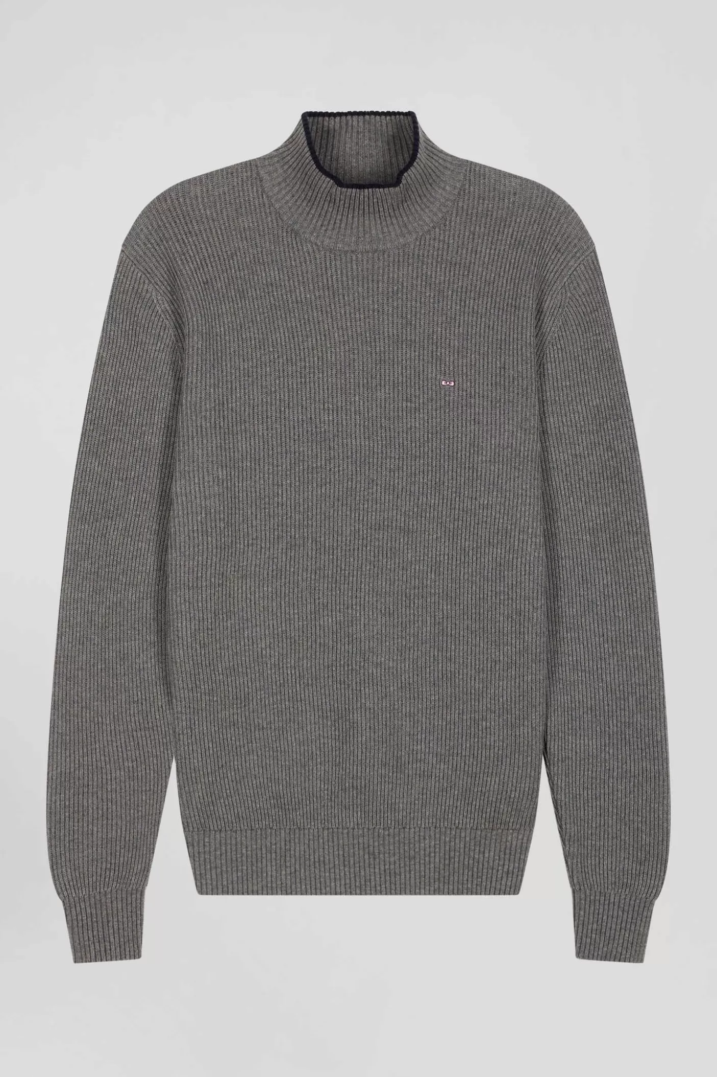 Best Pull Col Cheminée En Laine Et Coton Gris Coupe Regular Homme Pulls