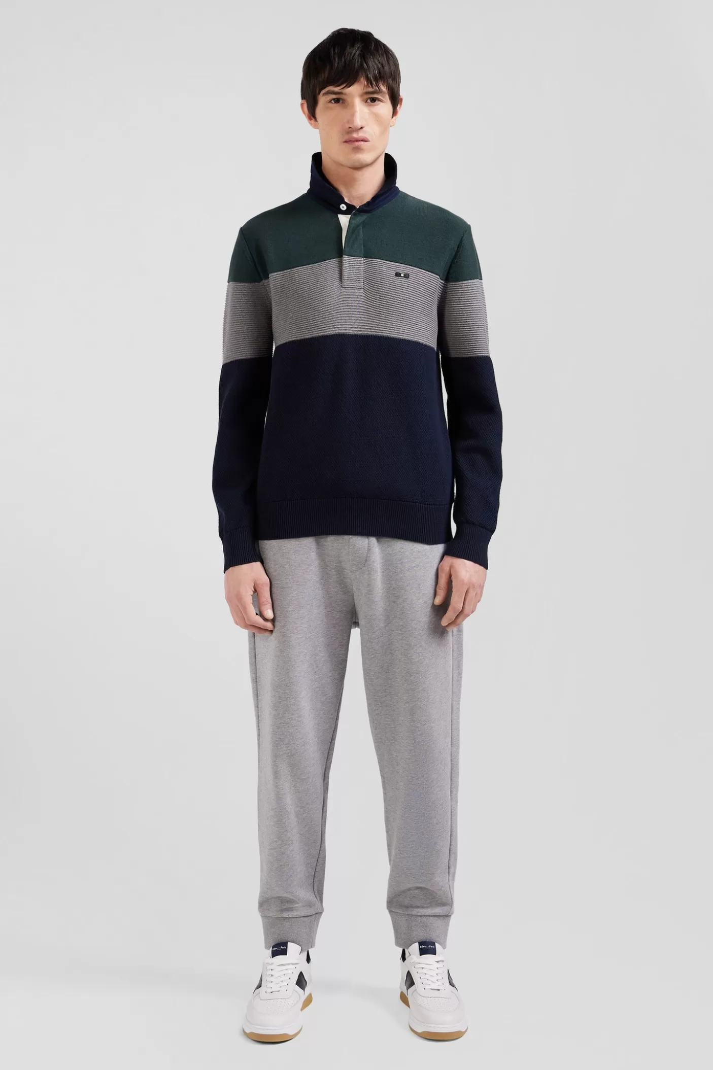 Best Pull Col Maillot En Coton Vert à Jeux De Maille Coupe Regular Homme Pulls