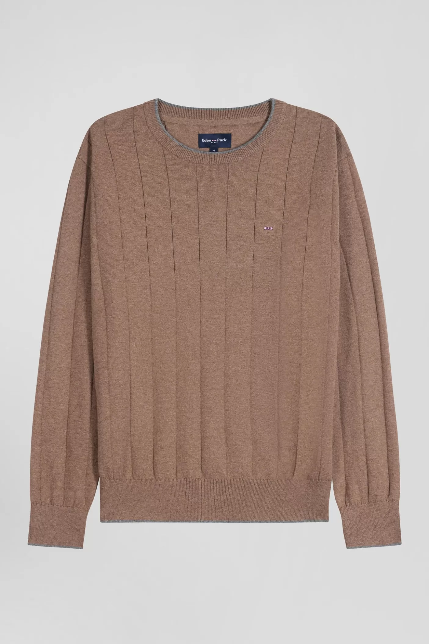 Best Pull Col Rond En Coton Et Cachemire Marron Coupe Regular Homme Pulls
