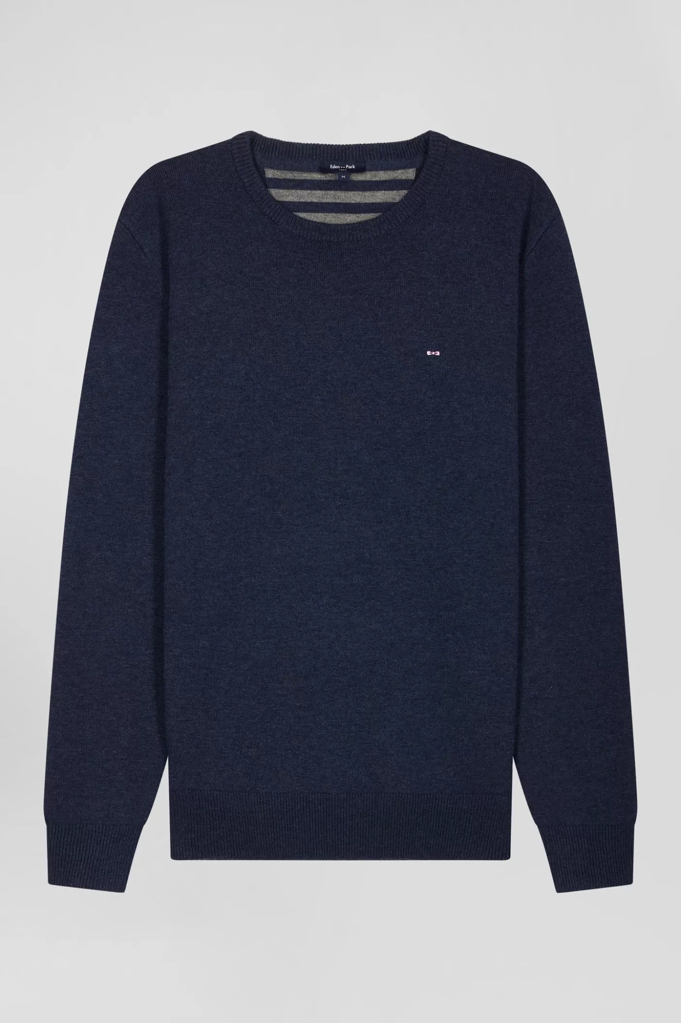Best Pull Col Rond En Laine Et Coton Bleu Foncé Coupe Regular Homme Pulls