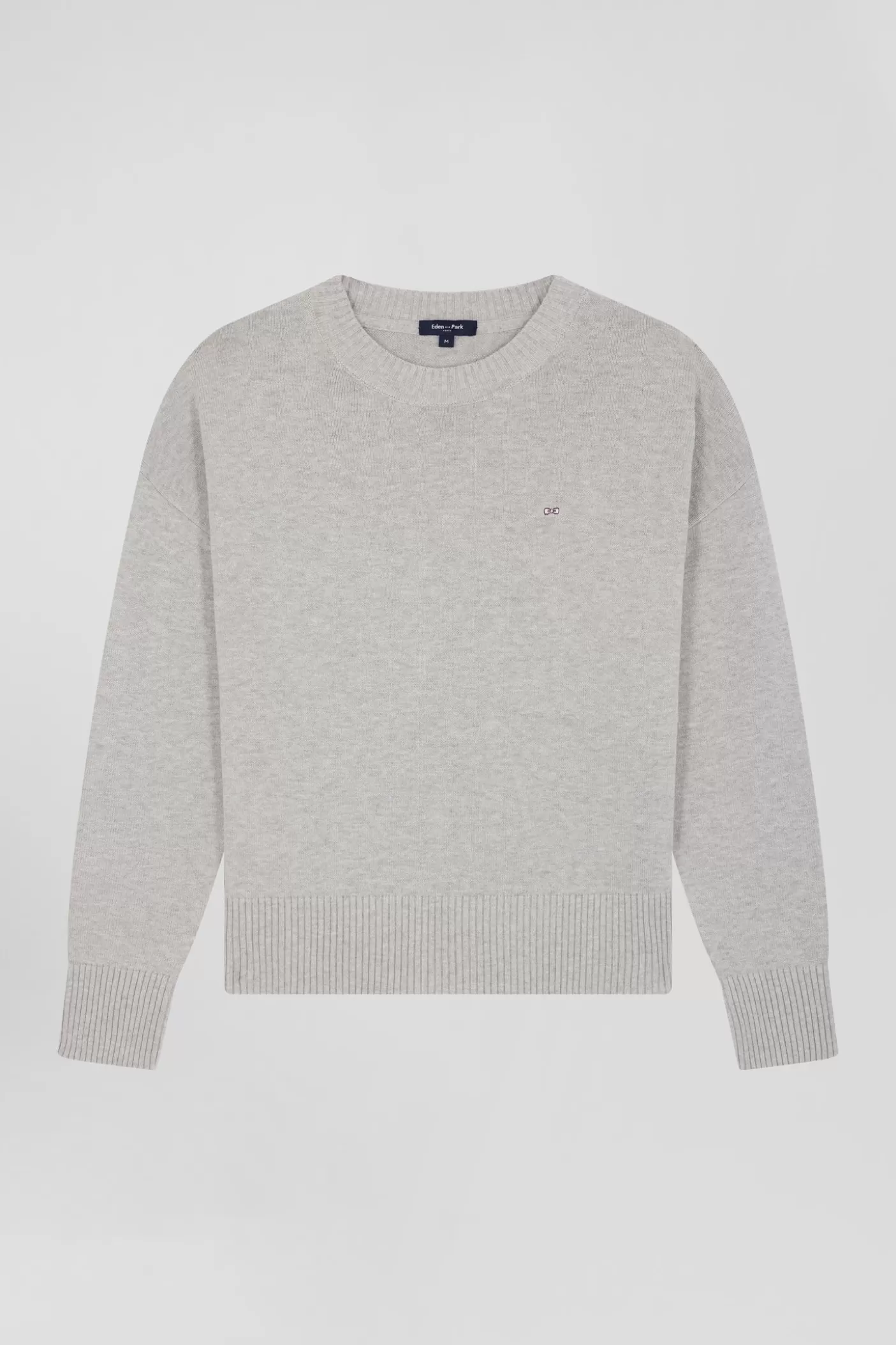Best Pull Col Rond En Laine Et Coton Gris Clair Coupe Relaxed Femme Pulls