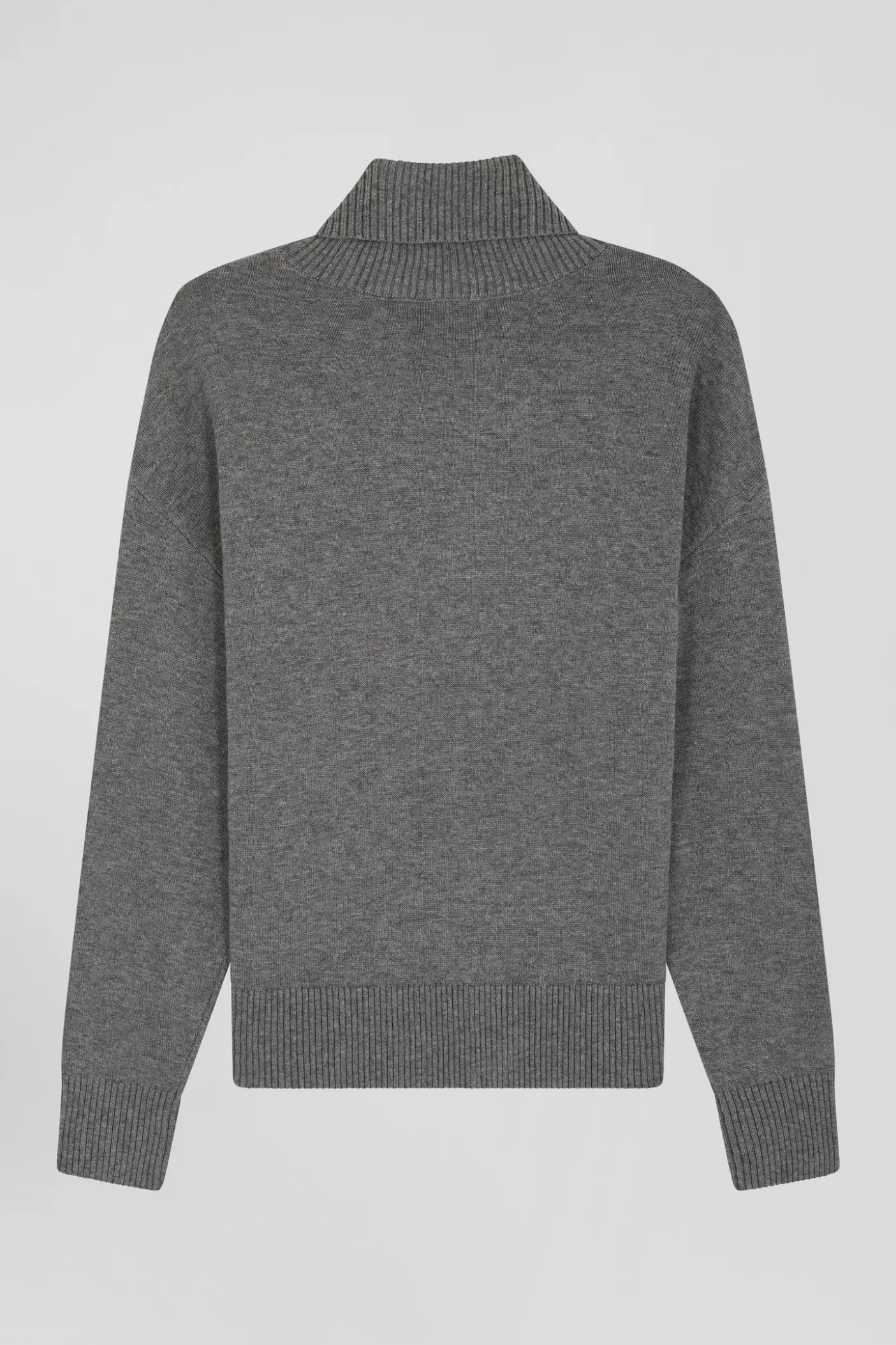 Best Sale Pull Col Roulé En Laine Et Coton Gris Foncé Chiné Coupe Relaxed Femme Pulls