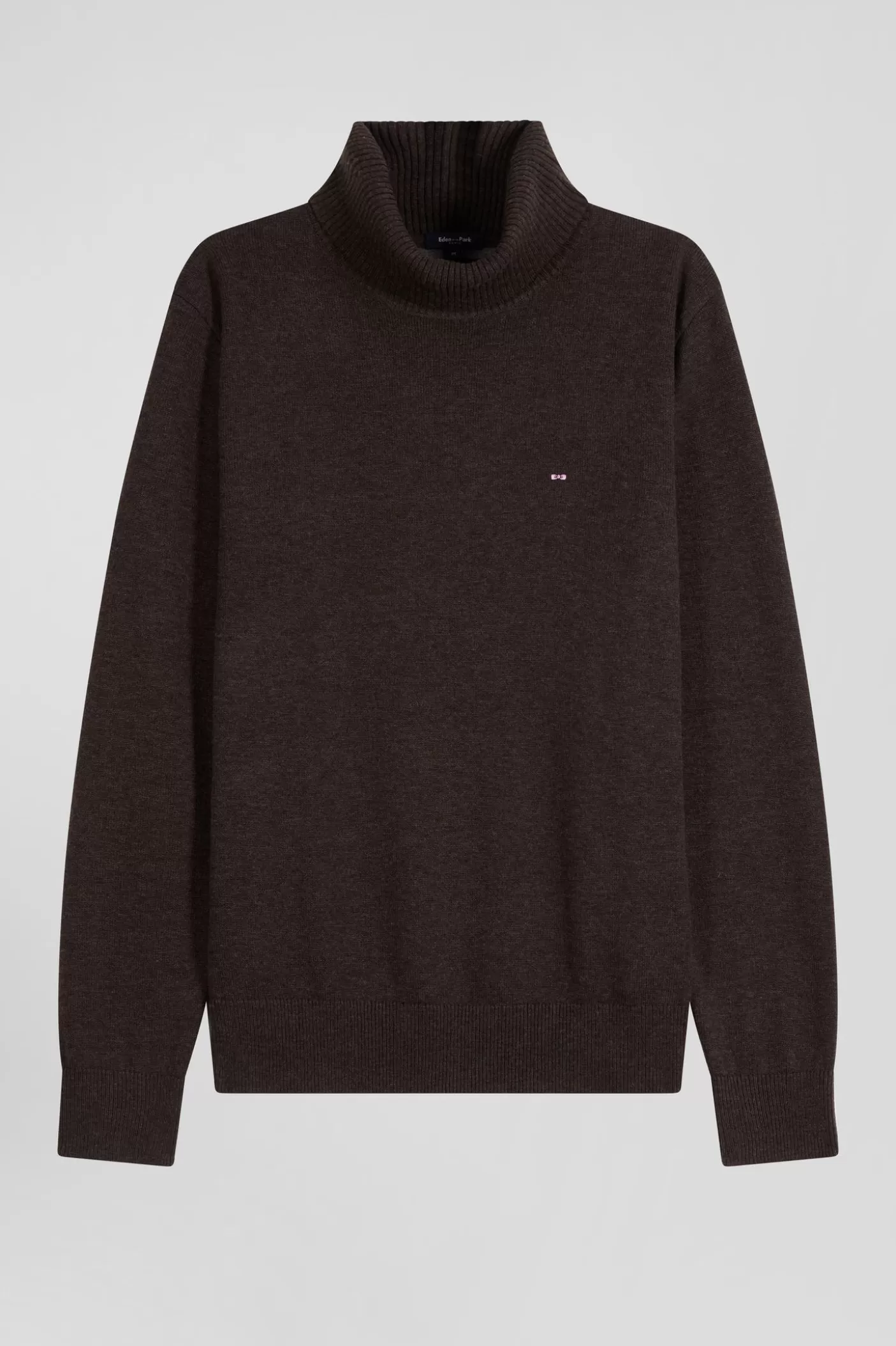 Cheap Pull Col Roulé En Laine Et Coton Marron Coupe Regular Homme Pulls